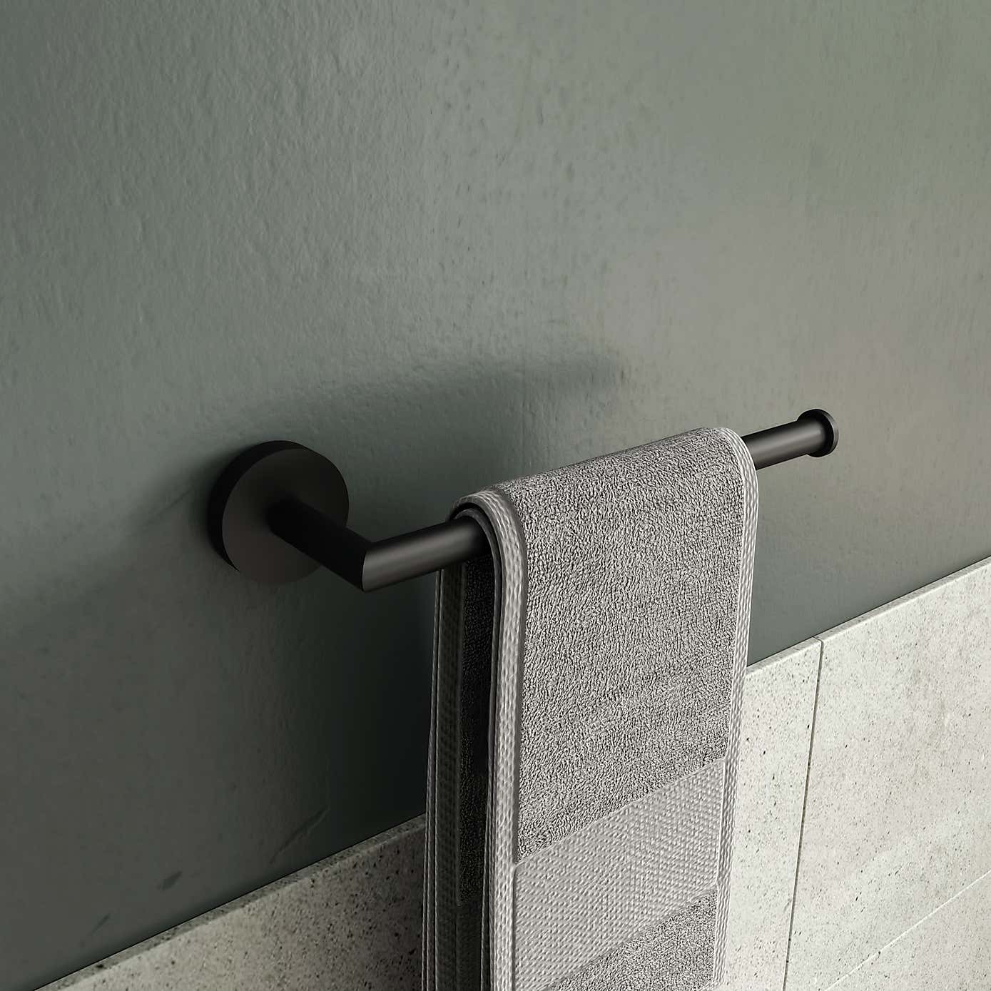 Epsom Flexi-FixTM Matt Black Towel Rail Bar