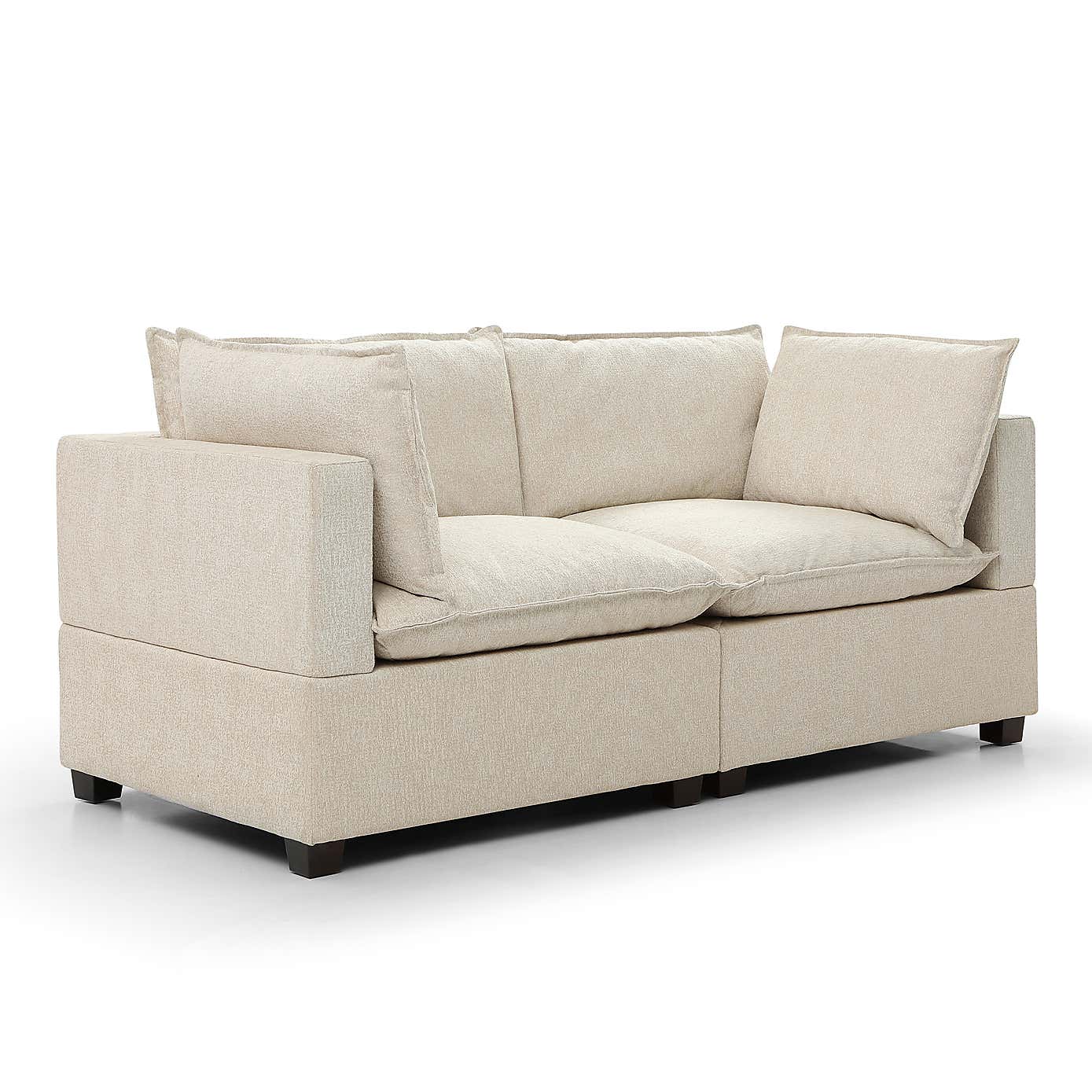 Moda 2 Seater Modular Sofa, Natural Boucle