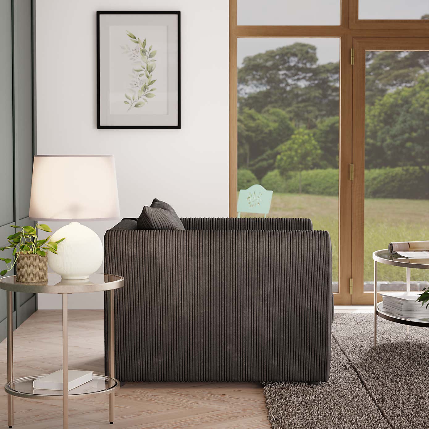 Blake Curved Arm Jumbo Cord Snuggle Chair