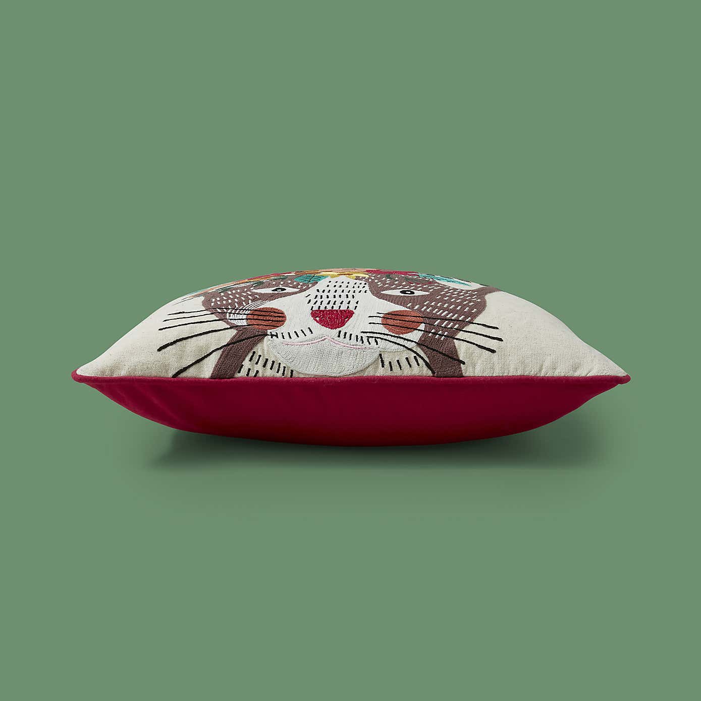 Cat Embroidered Cushion