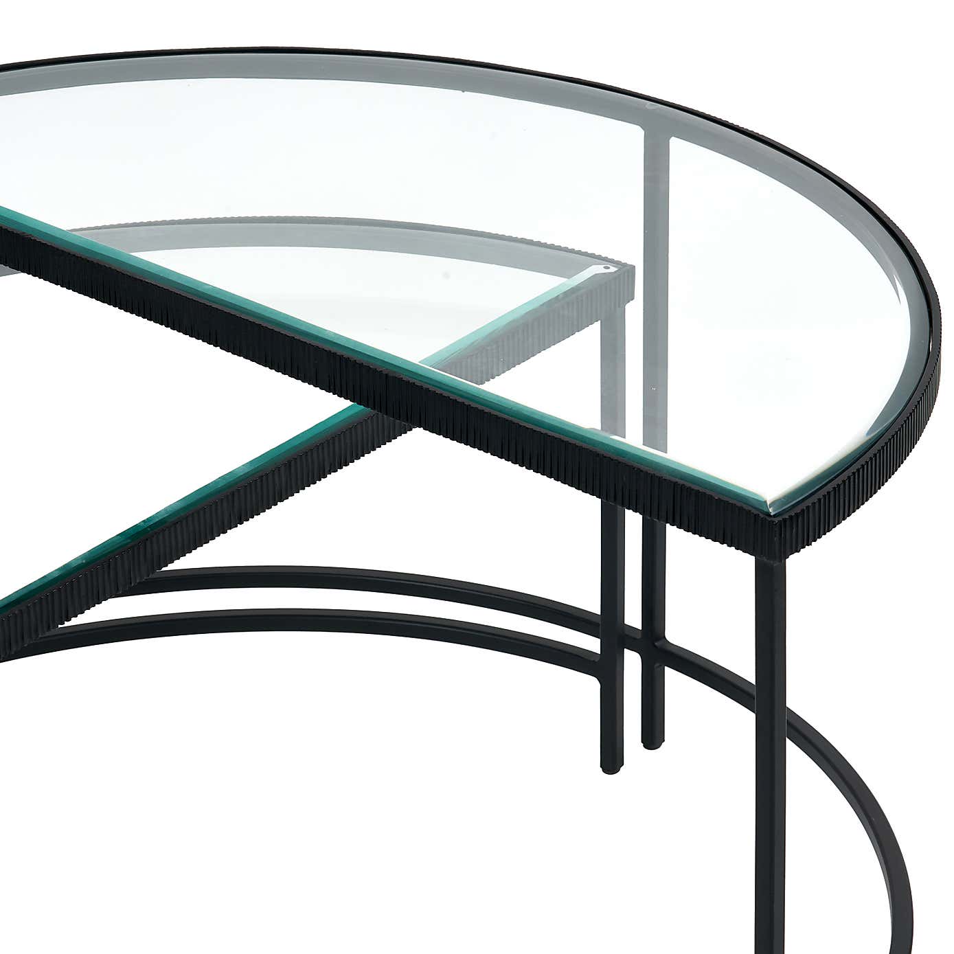 Marazzi Half Moon Coffee Tables, Bevelled Glass