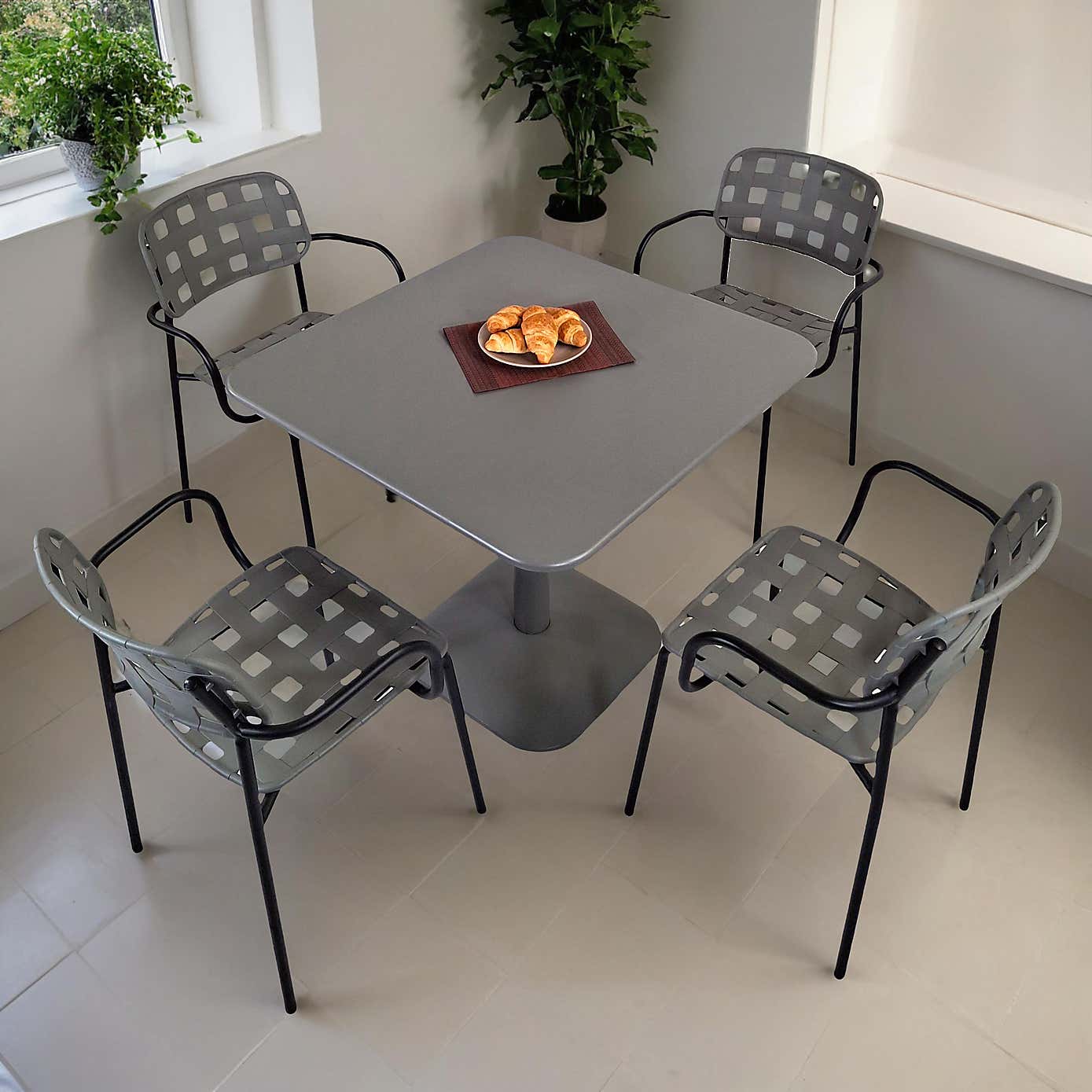 Modura Albin Square Table with 4 Karin Armchairs