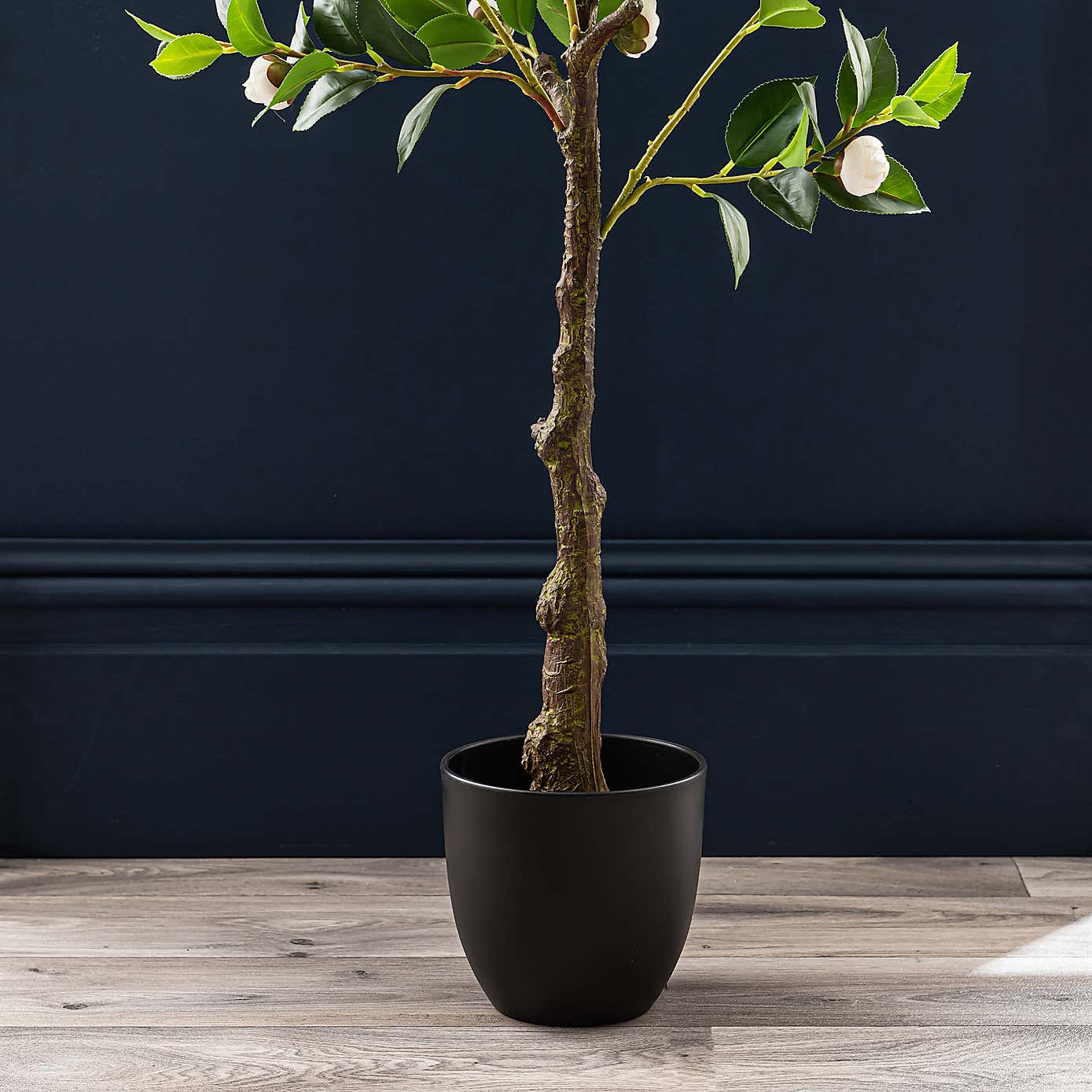 Artificial Camellia Tree in Black Plant Pot