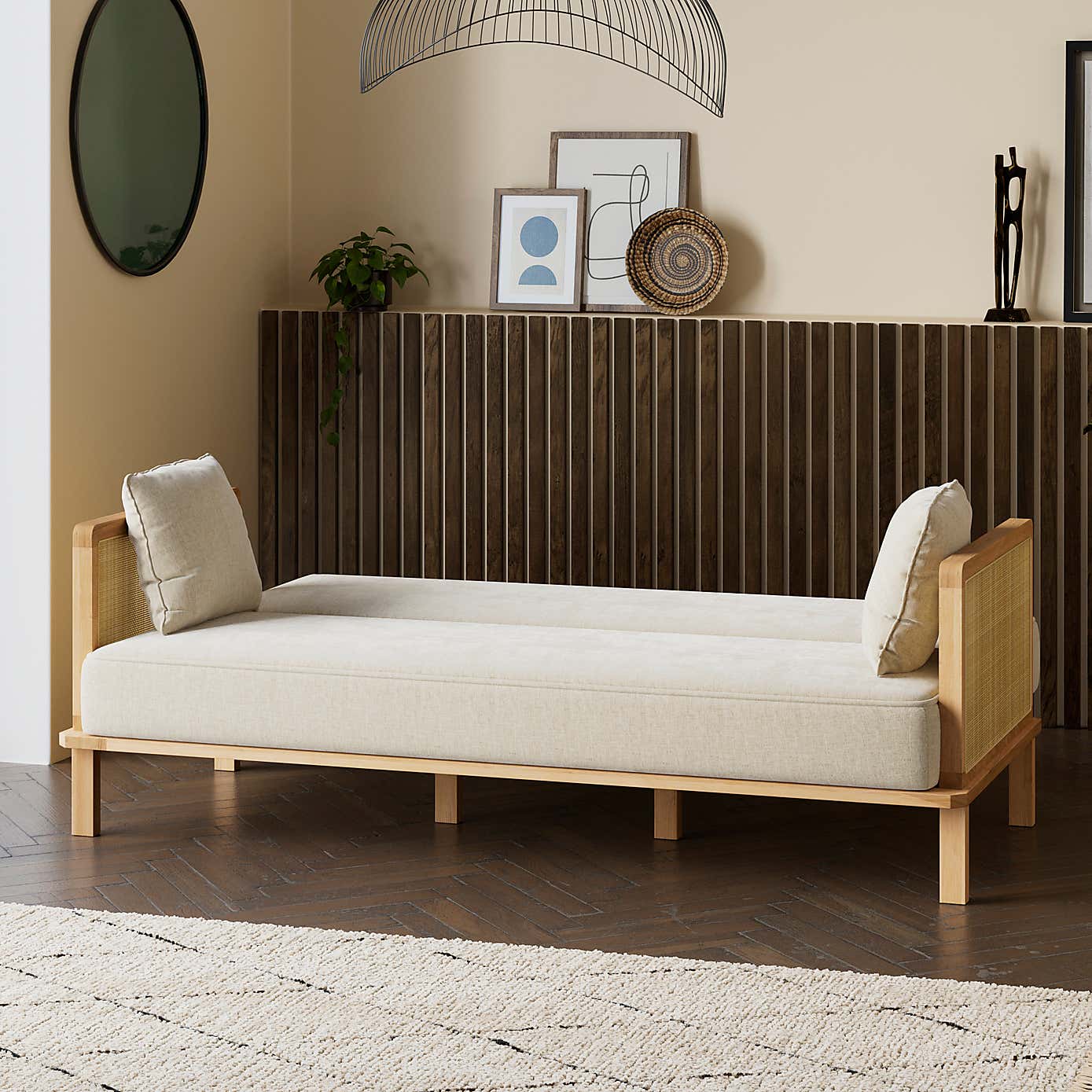Lila Wicker and Flatweave Clic Clac Double Sofa Bed