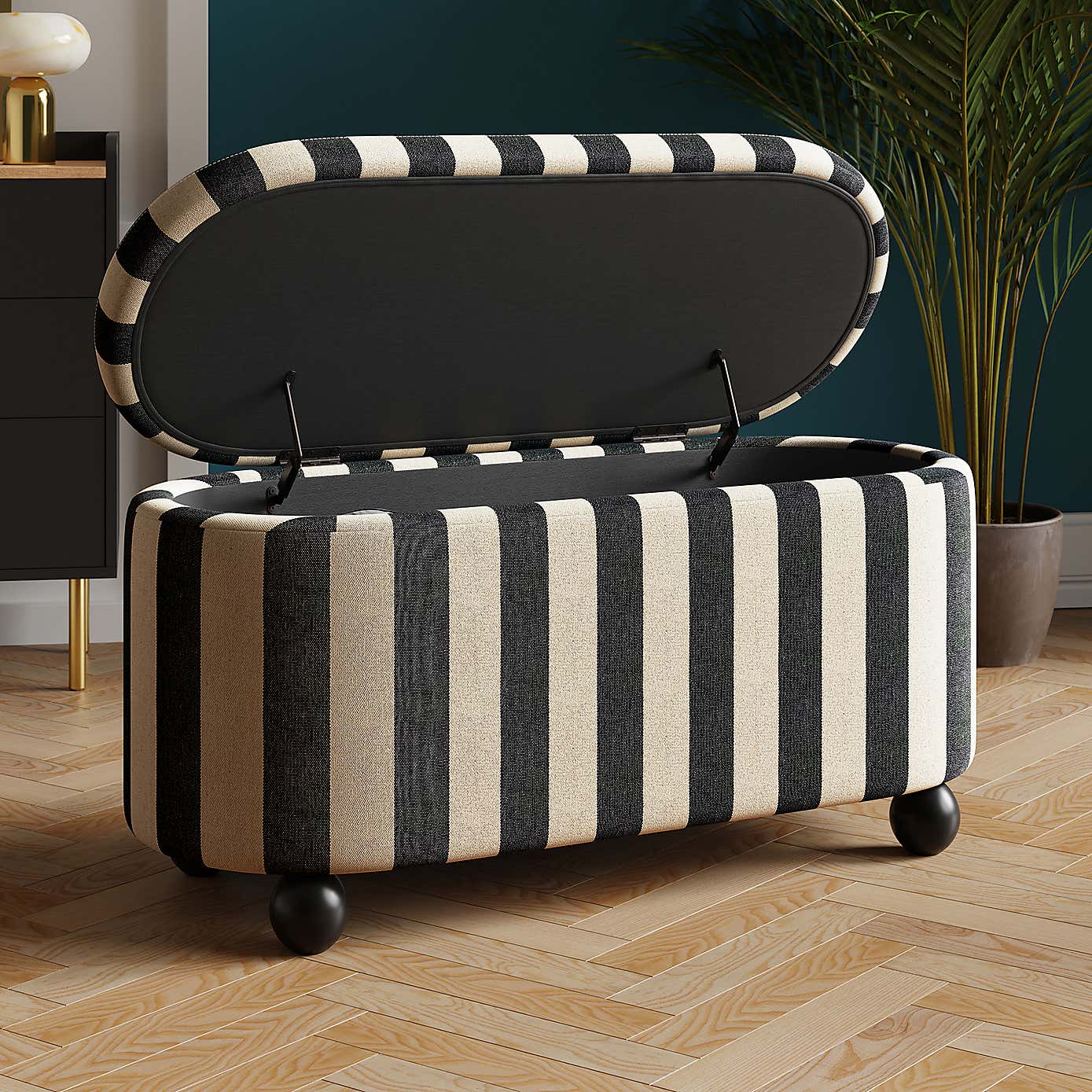 Nylah Linford Stripe Storage Ottoman