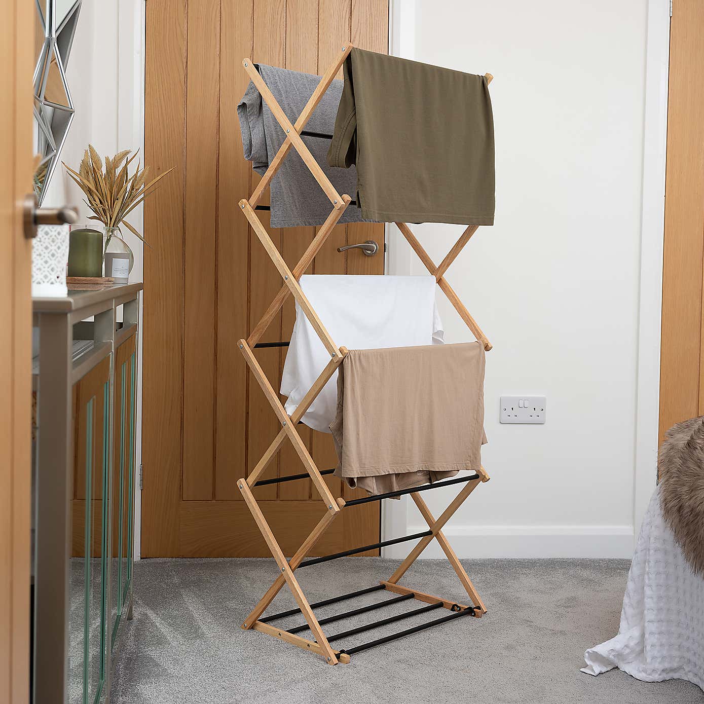 Indoor Rubber Wood Concertina Airer