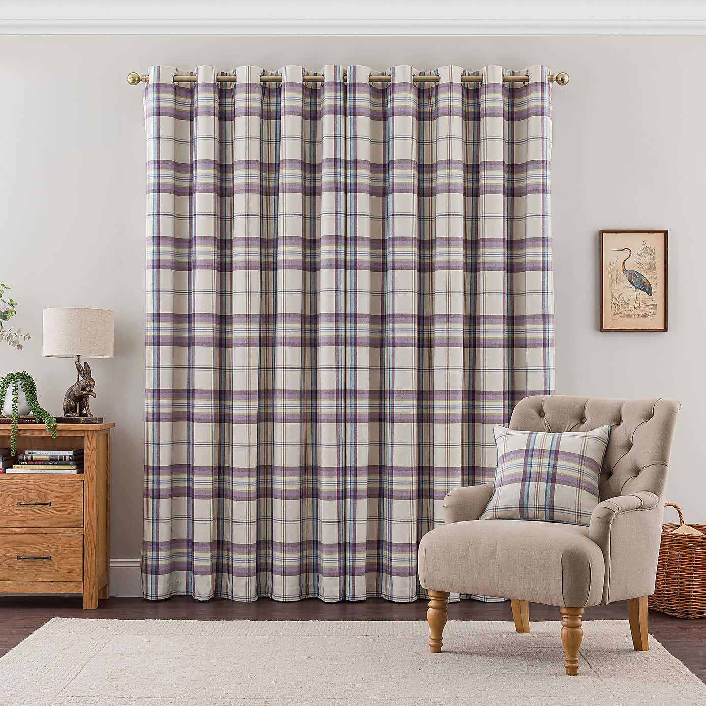 Henley Checked Eyelet Curtains