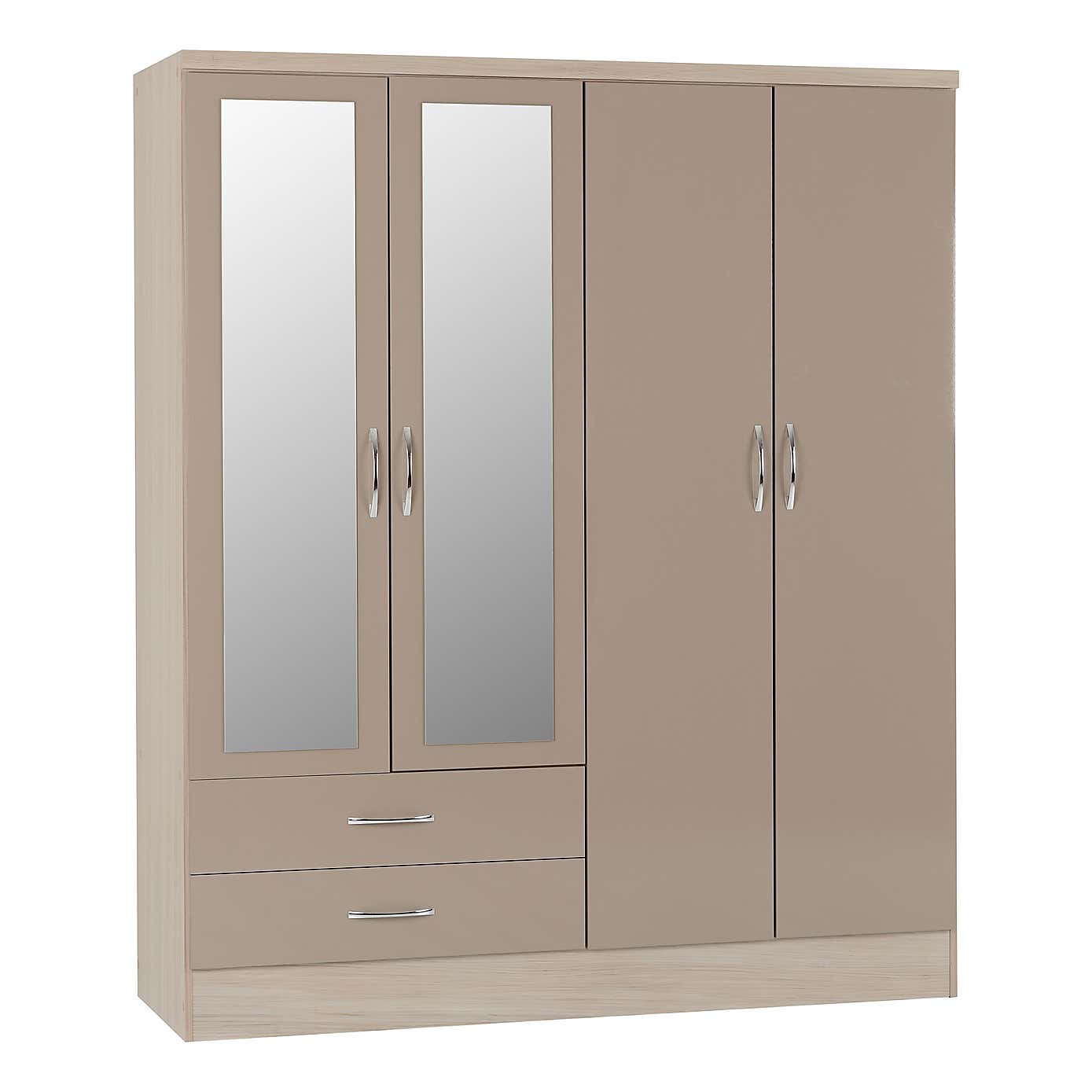 Nevada White 4 Door Wardrobe