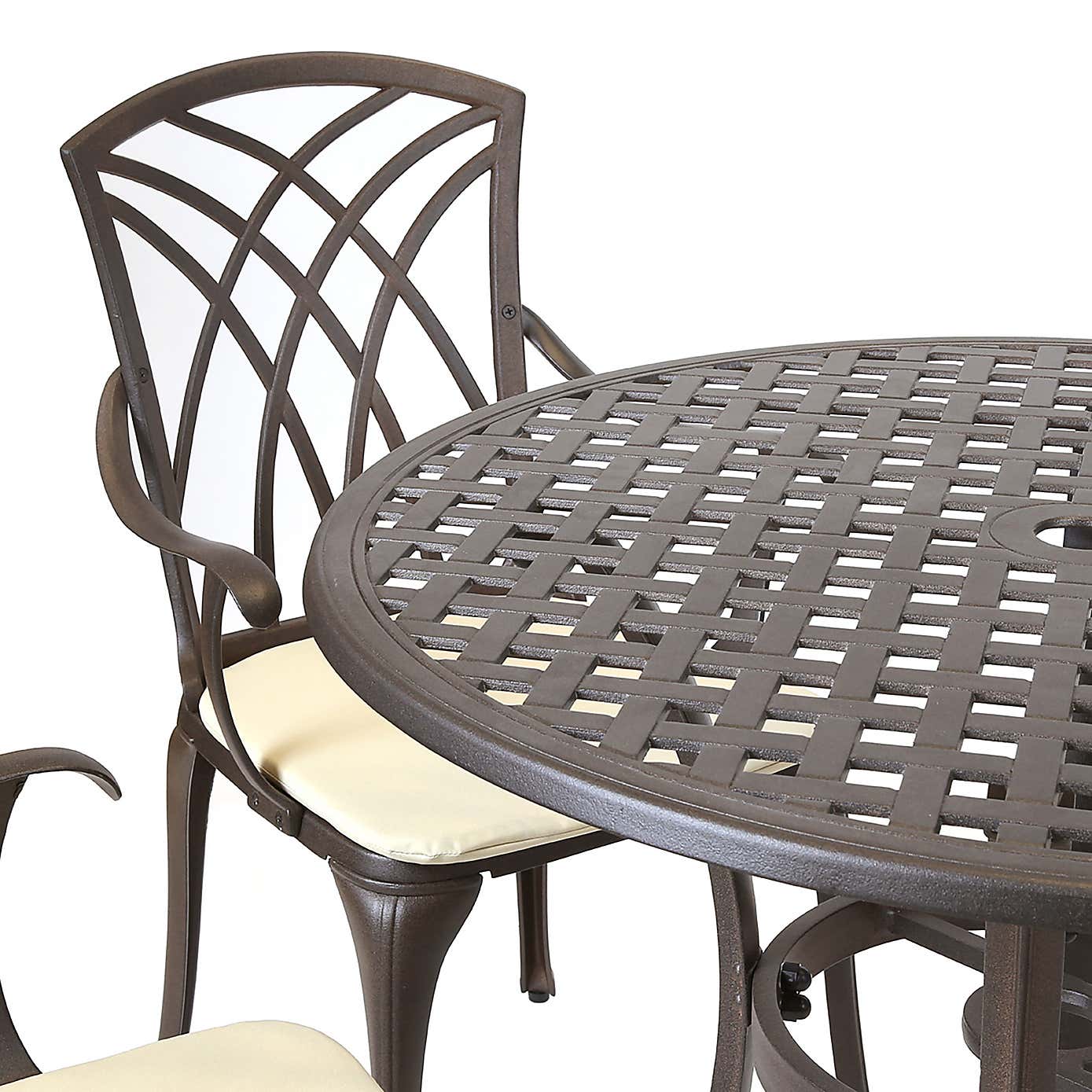 Cast Aluminium 4 Seater Round Bronze Dining Set