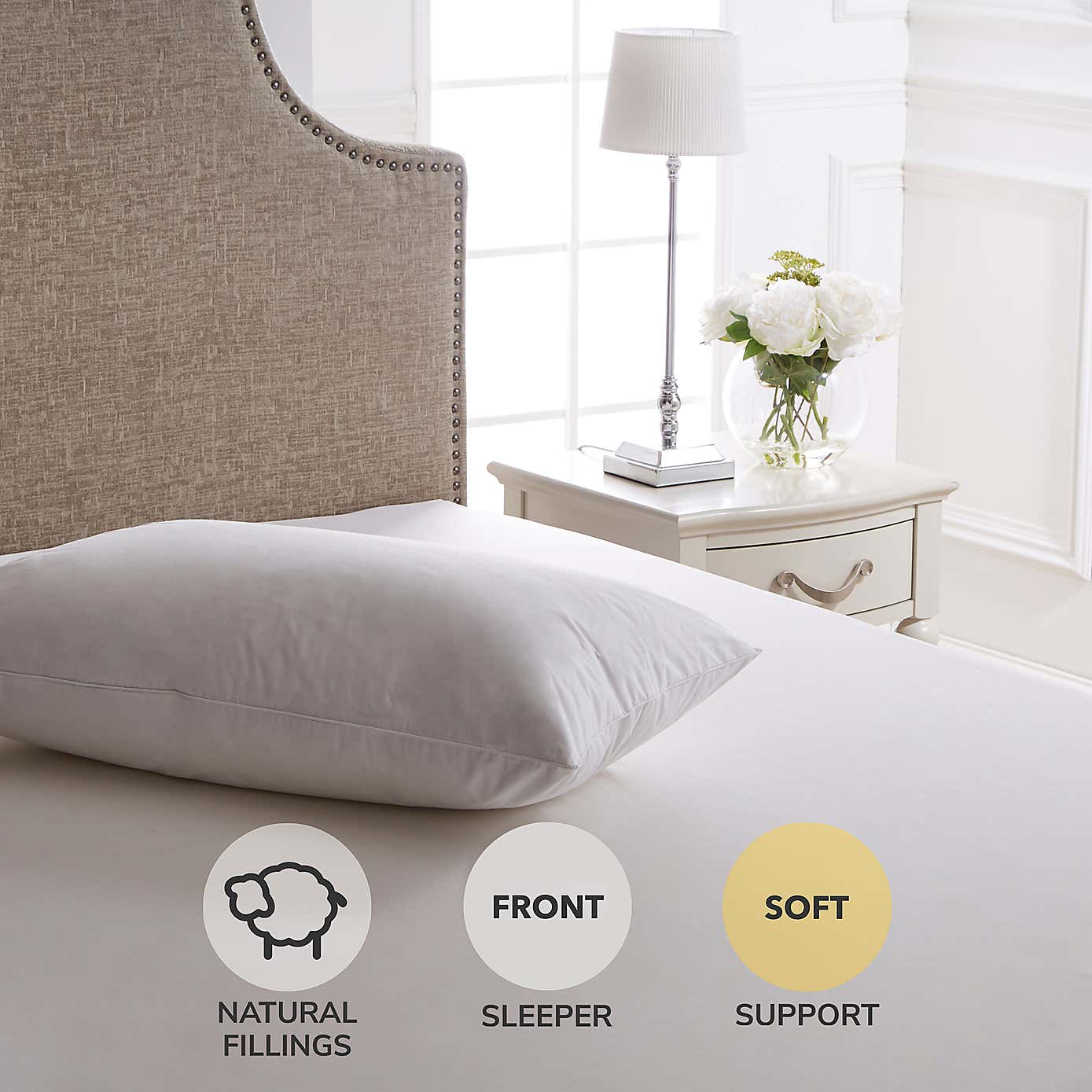 Dorma Luxurious White Goose Down Front Sleeper Pillow