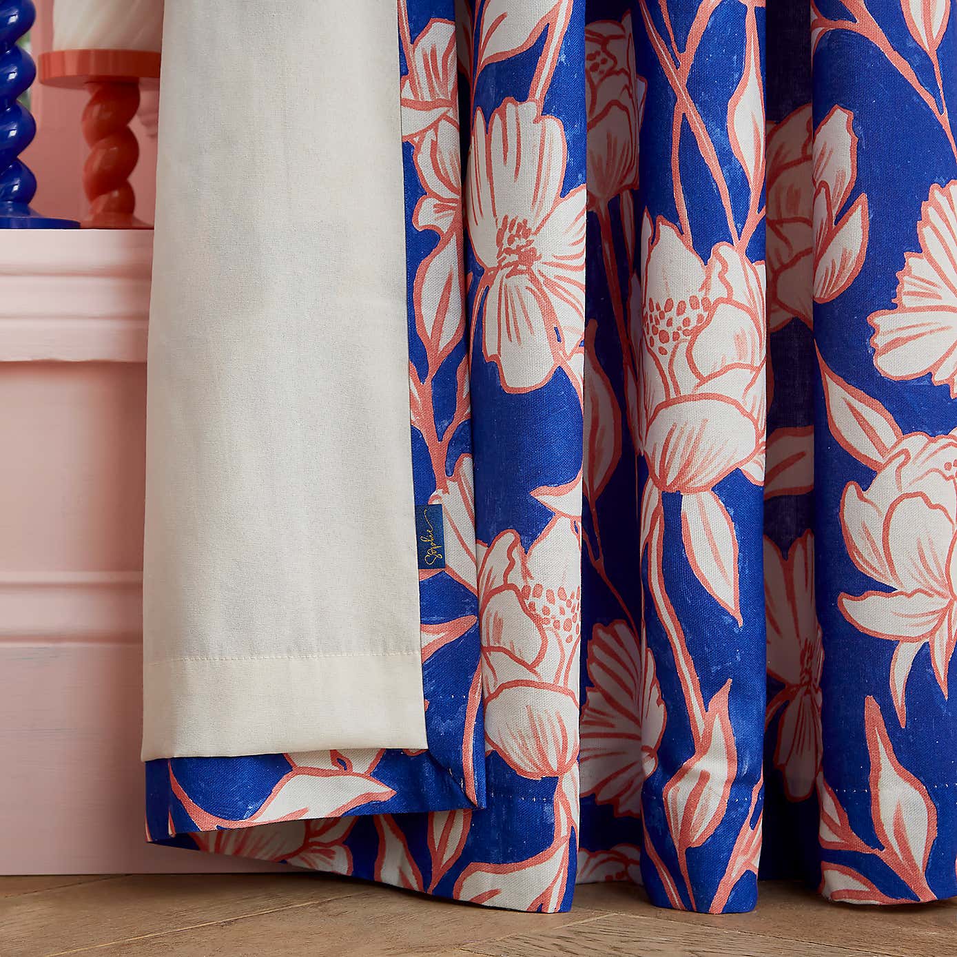 Sophie Robinson Tree Peony Pencil Pleat Single Curtain