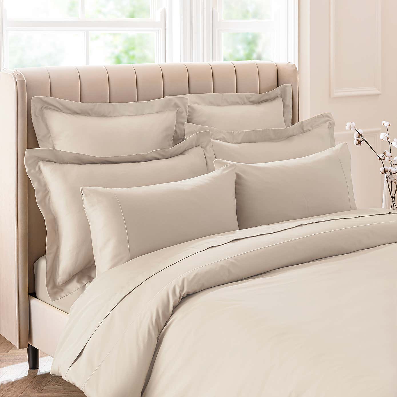 Dorma 300 Thread Count 100% Cotton Sateen Plain V-Shaped Pillowcase
