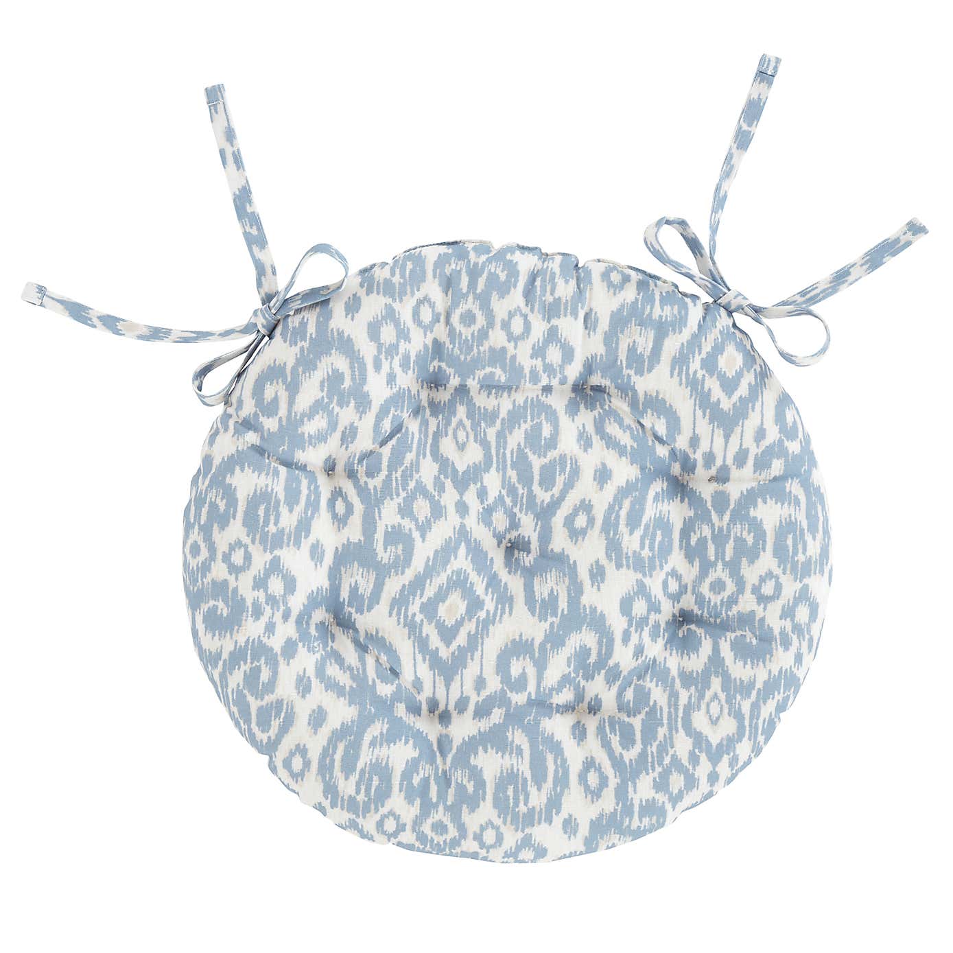 Light Blue Ikat Round Seat Pad