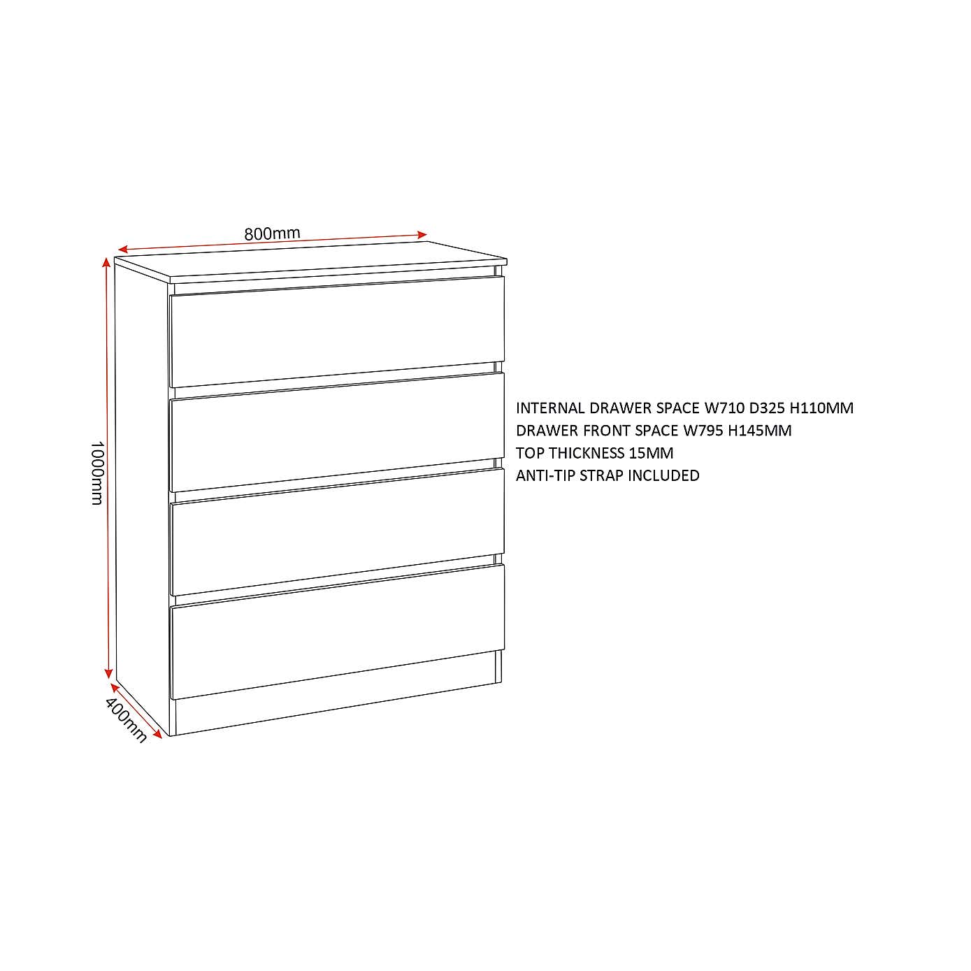 Malvern 4 Draw Chest