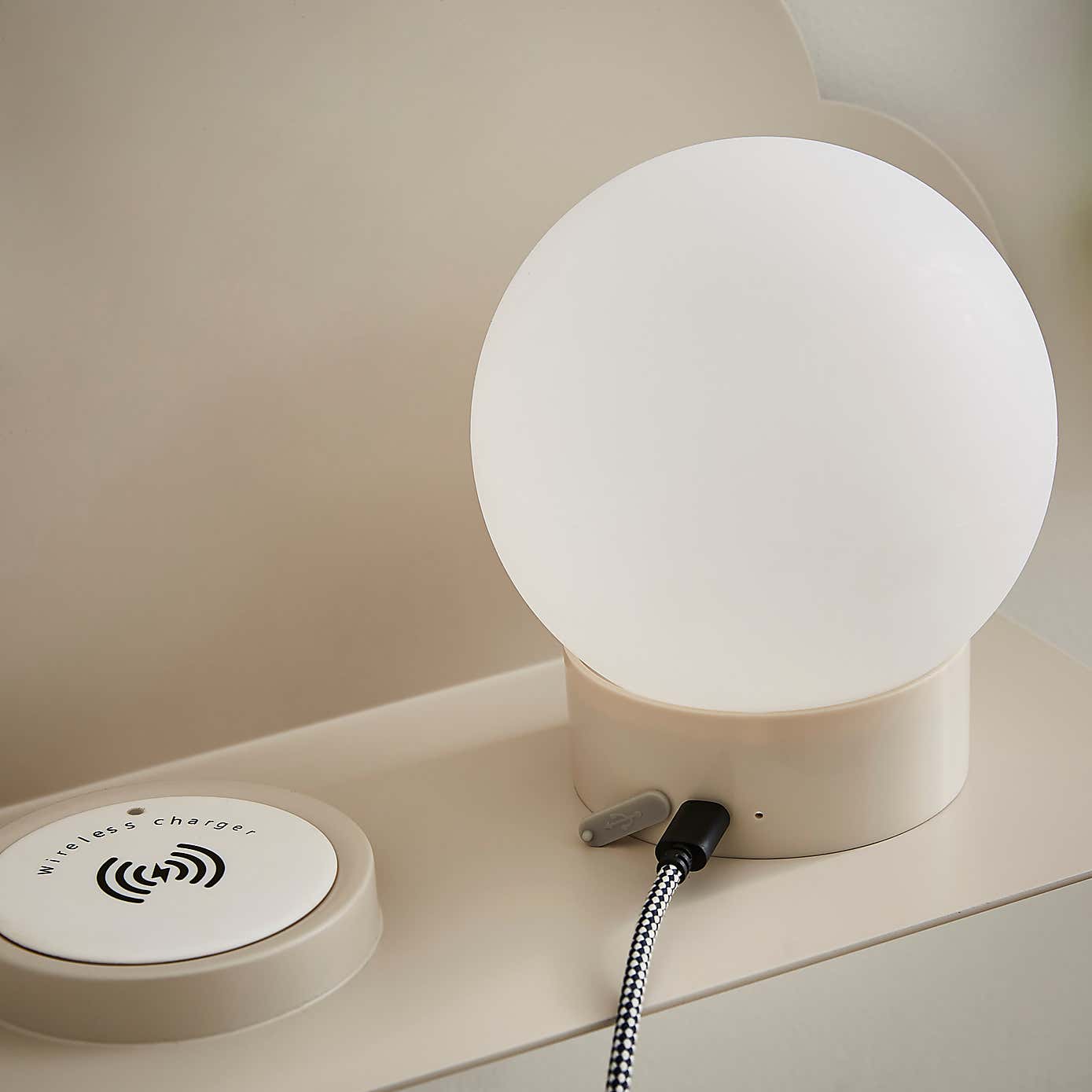 Rechargeable Touch Dimmable Wall Light with Cloud Shelf