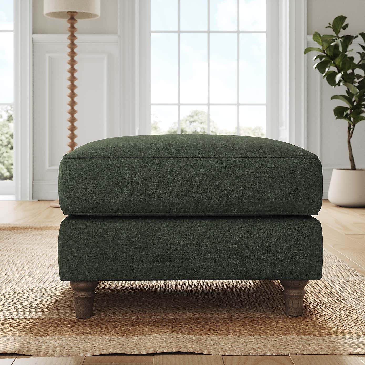 Flori Footstool, Tonal Plush Chenille