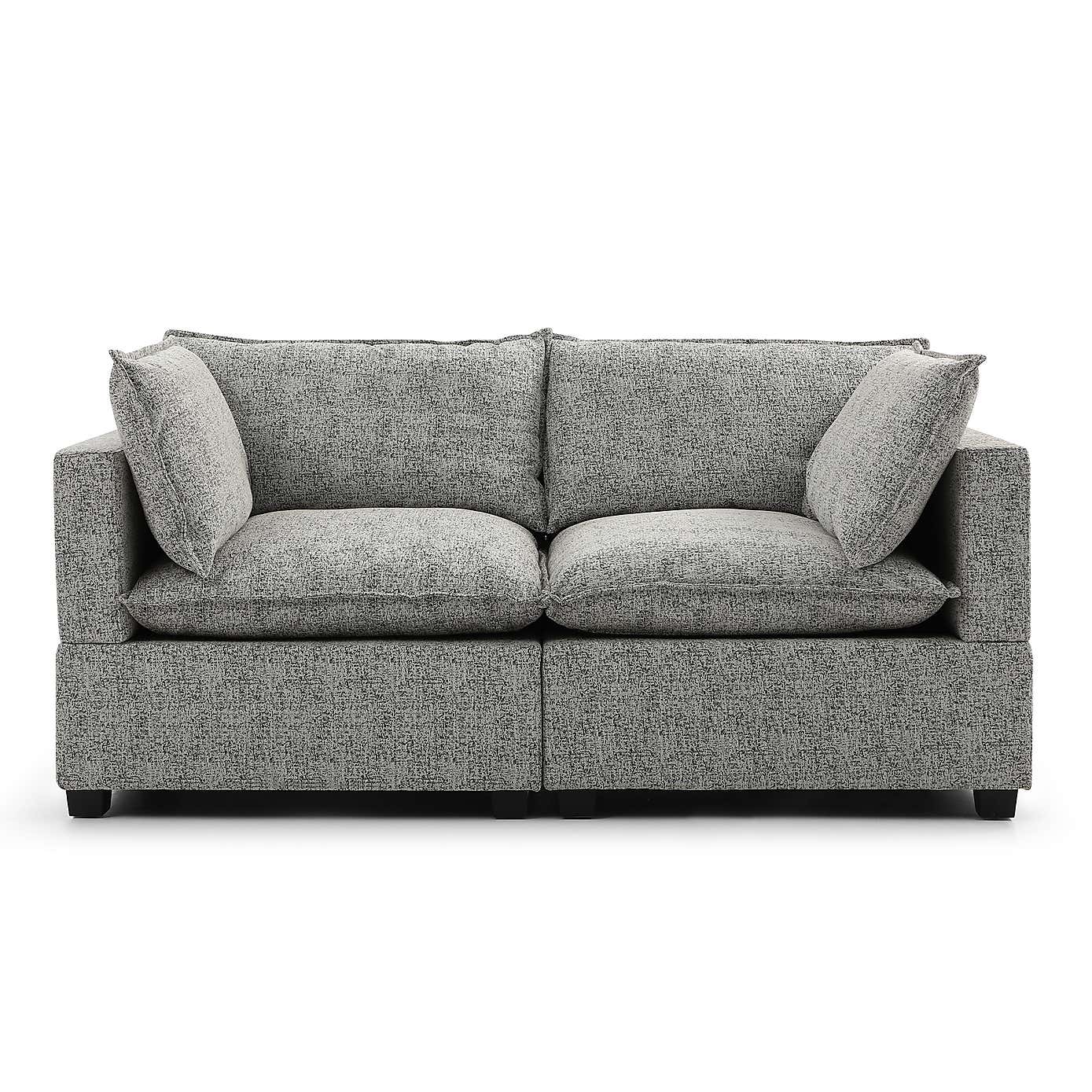 Moda 2 Seater Modular Sofa, Light Grey Boucle