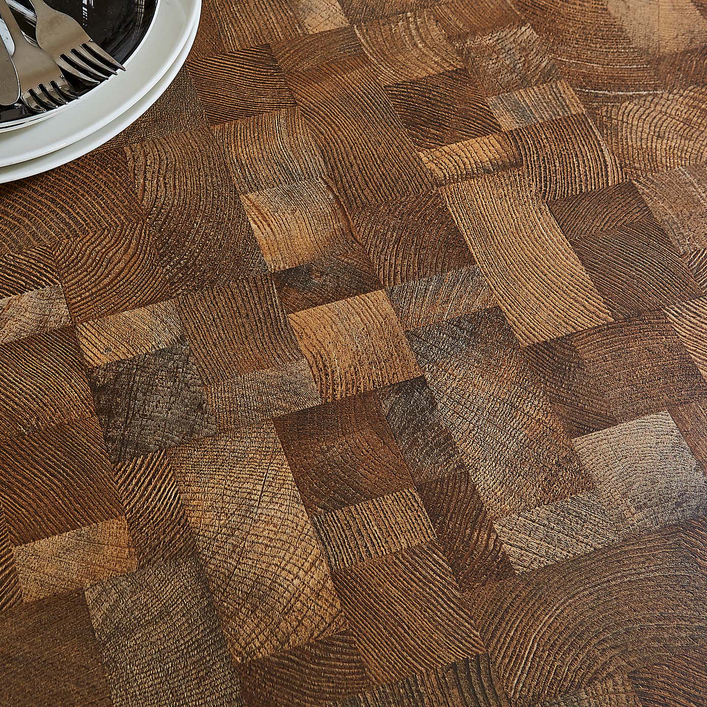 Brayden 4 Seater Square Dining Table, Parquet Effect