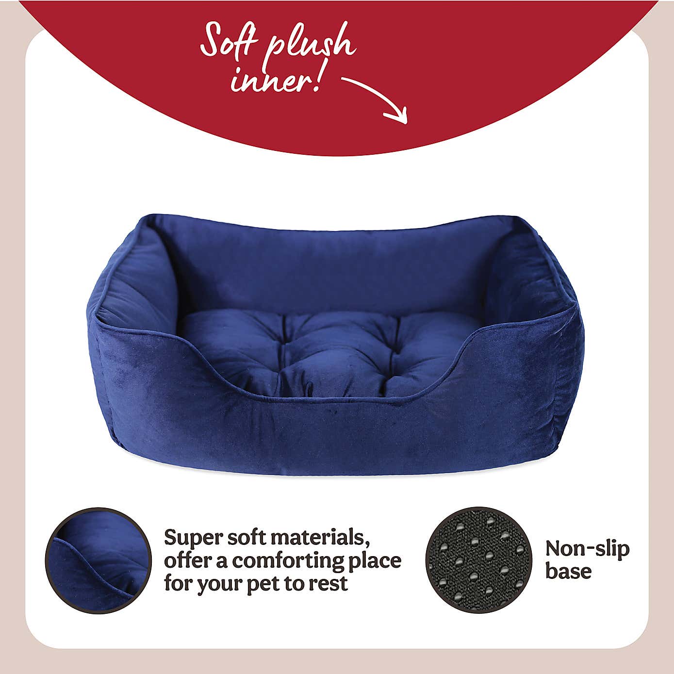 Rosewood Velvet Sqaure Pet Bed