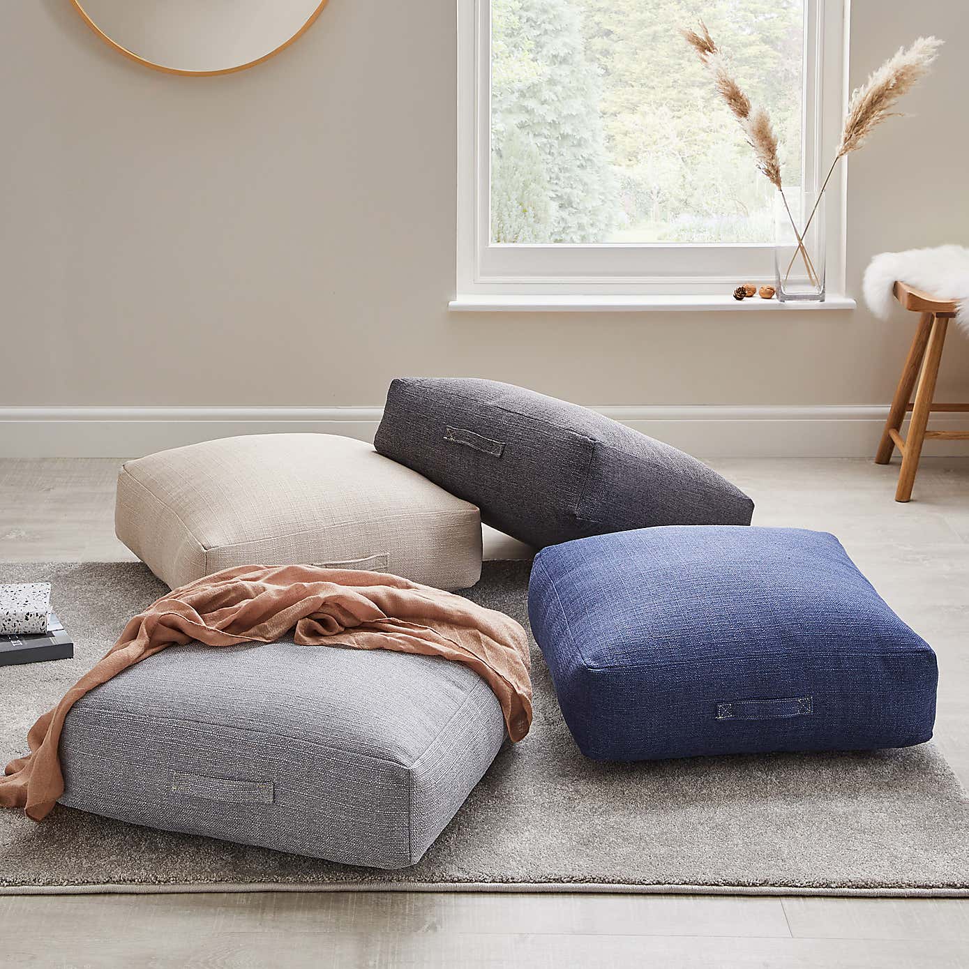 Slub Slate Floor Cushion