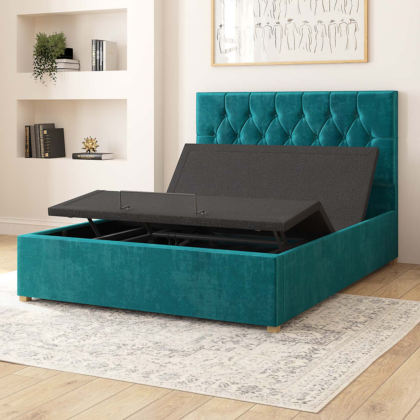 Olivier Plush Velvet Adjustable Bed