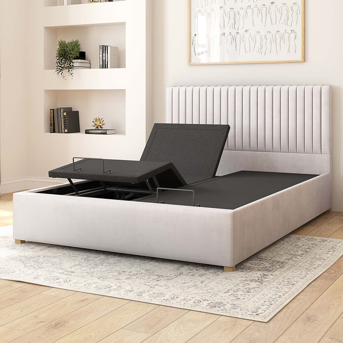 Grant Plush Velvet Adjustable Bed