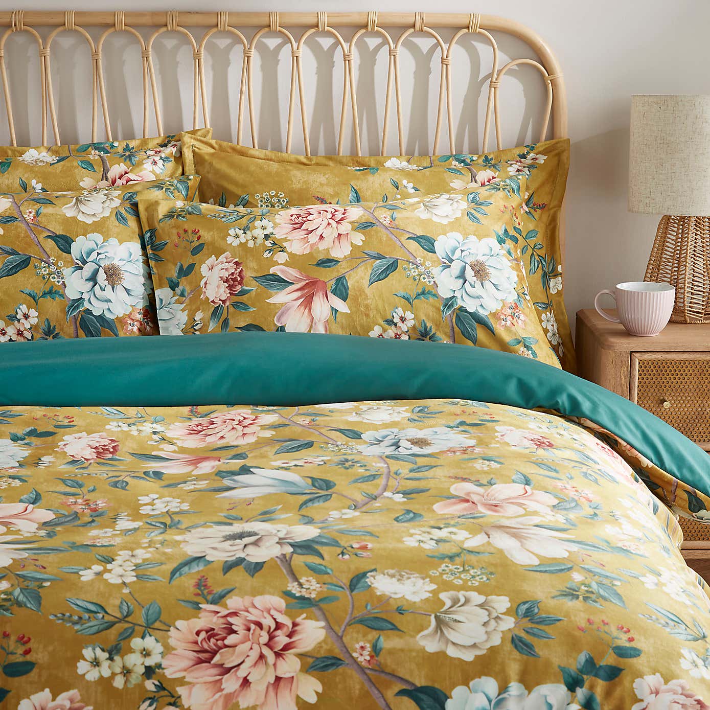 Ula Blooms Ochre Duvet Cover and Pillowcase Set