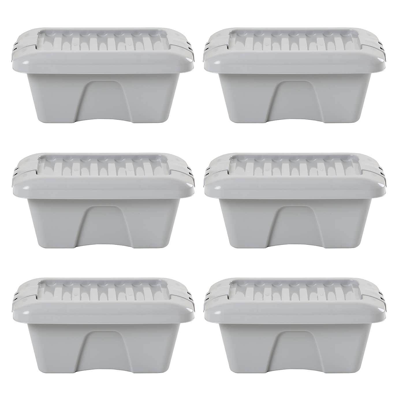 Wham Home Set of 6 Upcycle 9L Grey Boxes with Lids