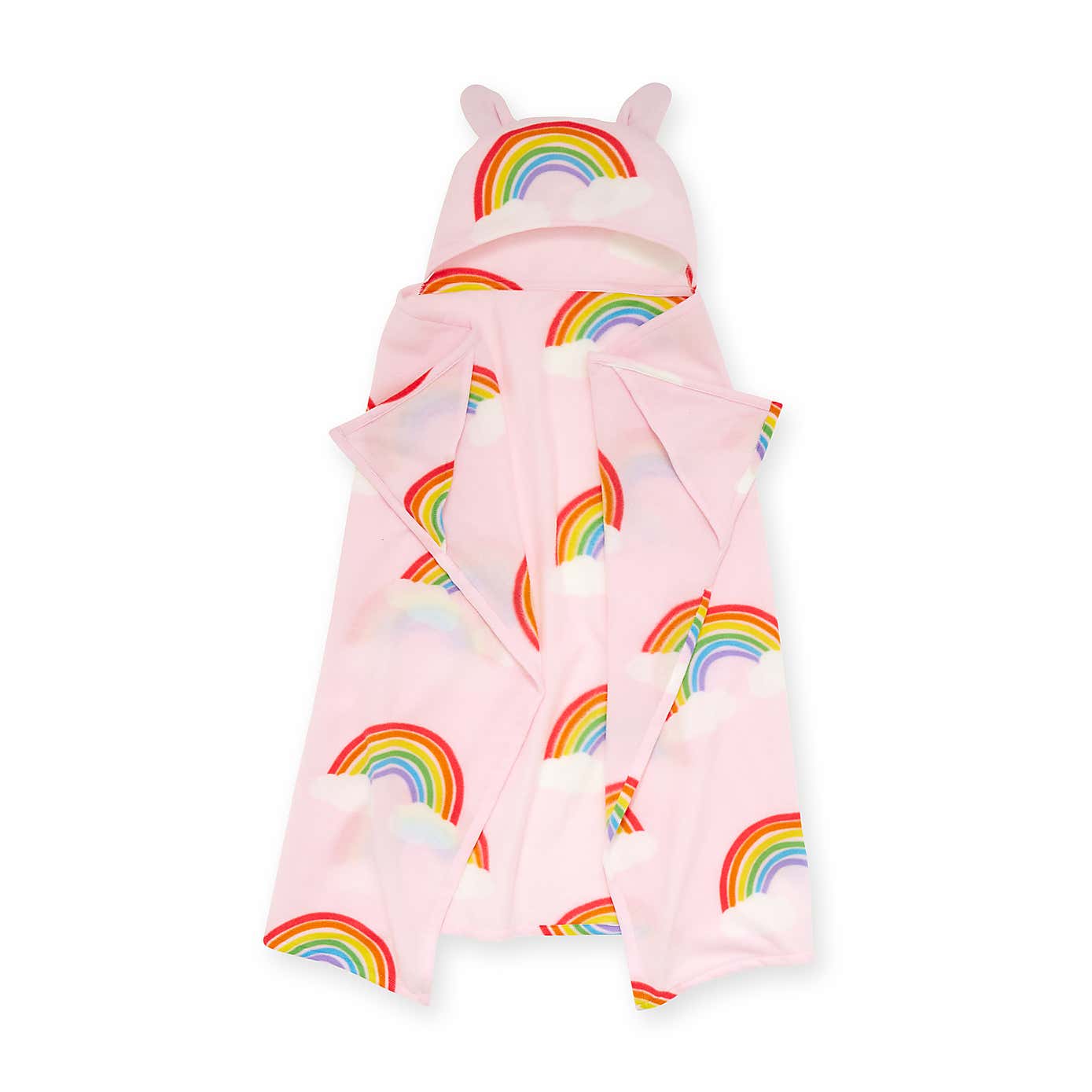 Catherine Lansfield Rainbow Hearts Cosy Fleece Hooded Blanket