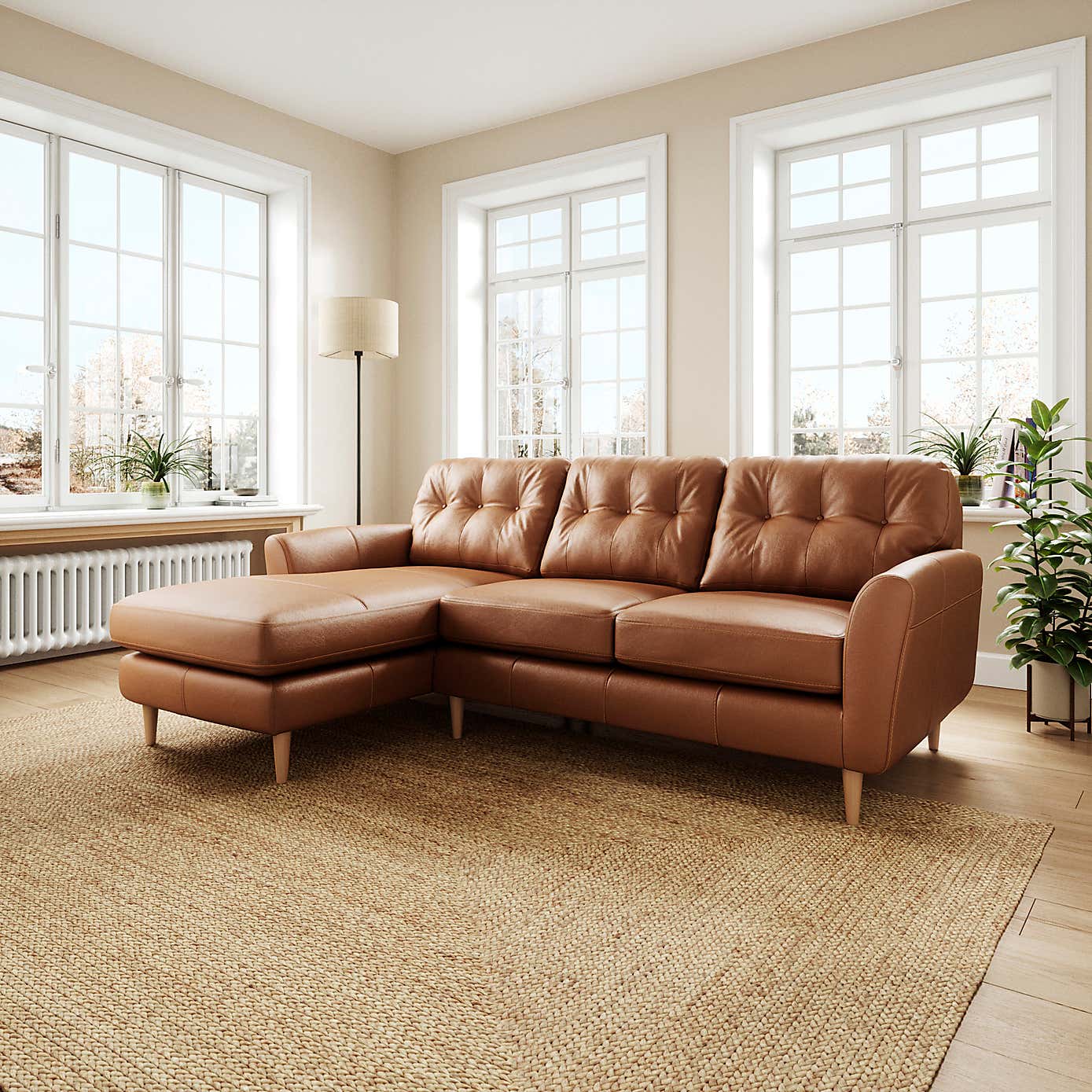 Sven Classic Leather Large Corner Chaise Sofa