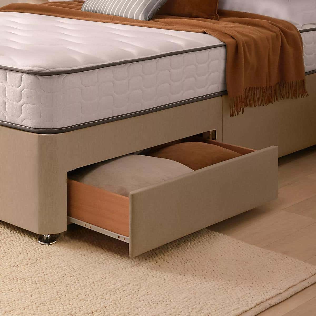 Silentnight 2 Drawer Divan Bed With Fabric Wave Headboard