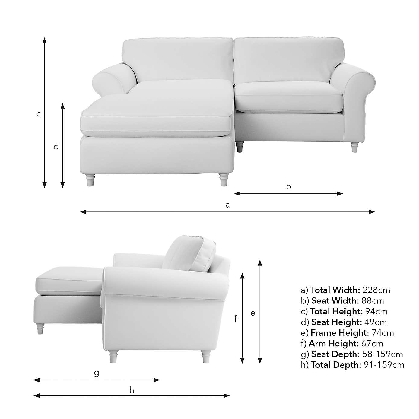 Flori Corner Chaise Sofa, Chunky Chenille