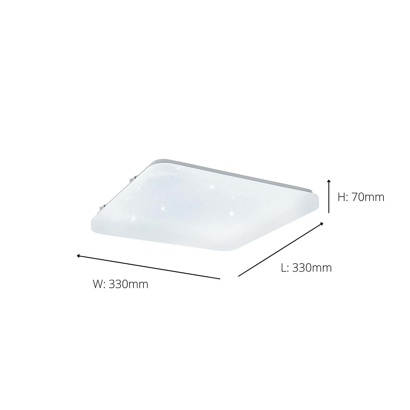 EGLO Frania-S 33cm LED Square Crystal effect Wall and Ceiling Light