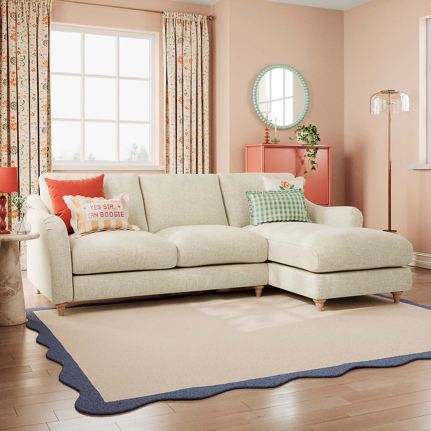 Hattie Slub Faux Linen Corner Chaise