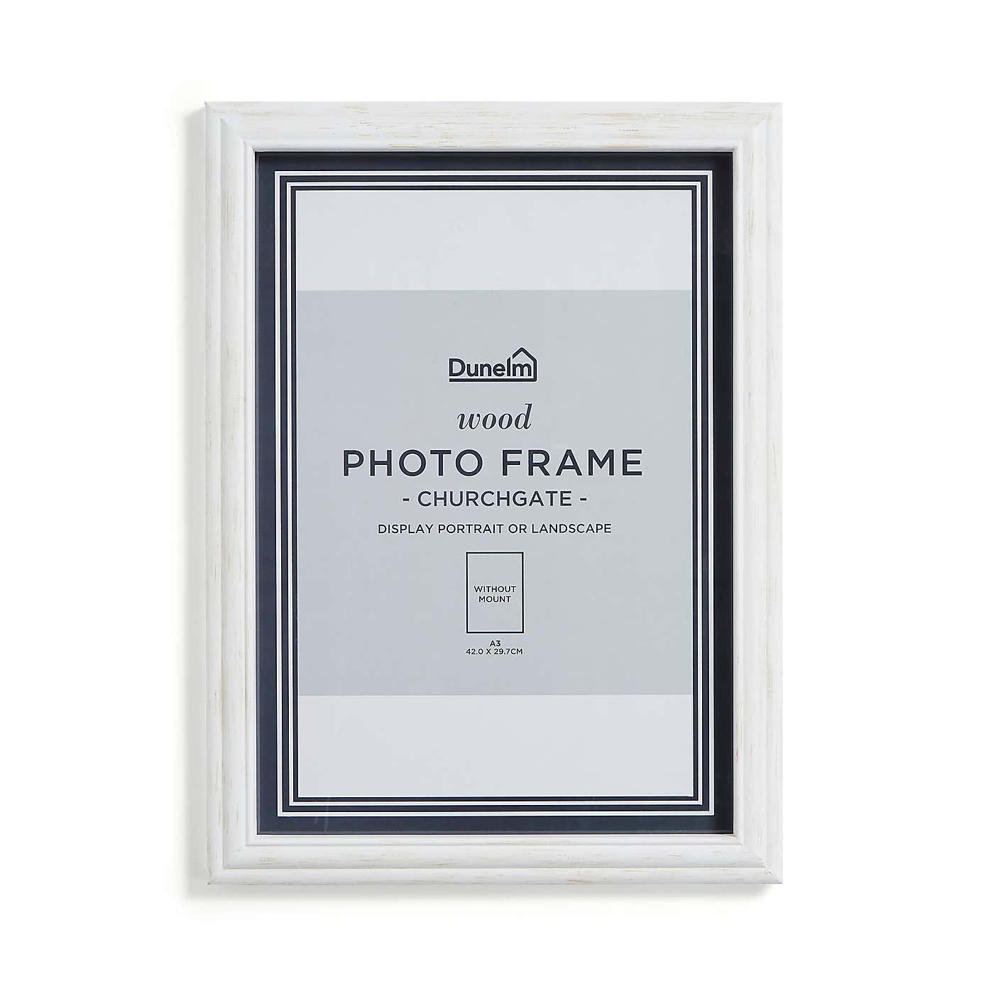 Churchgate Washed Wooden White Photo Frame