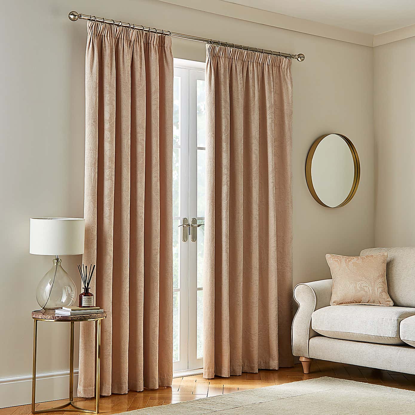 Zahra Chenille Jacquard Pencil Pleat Curtains