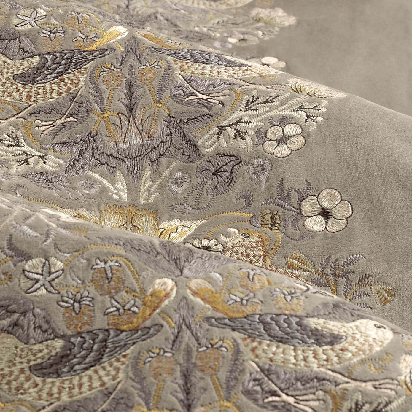 Morris & Co. Strawberry Thief Embroidered Pencil Pleat Curtains