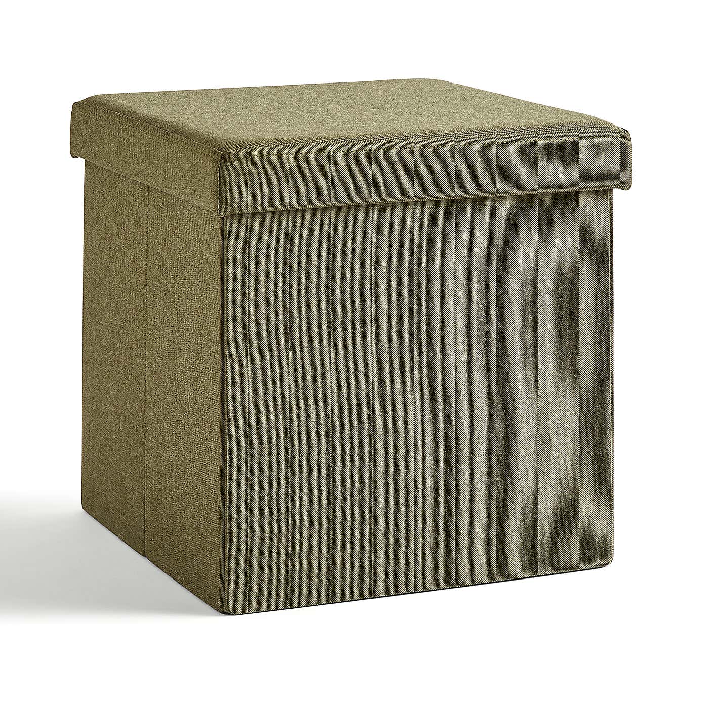 Faux Linen Cube Ottoman
