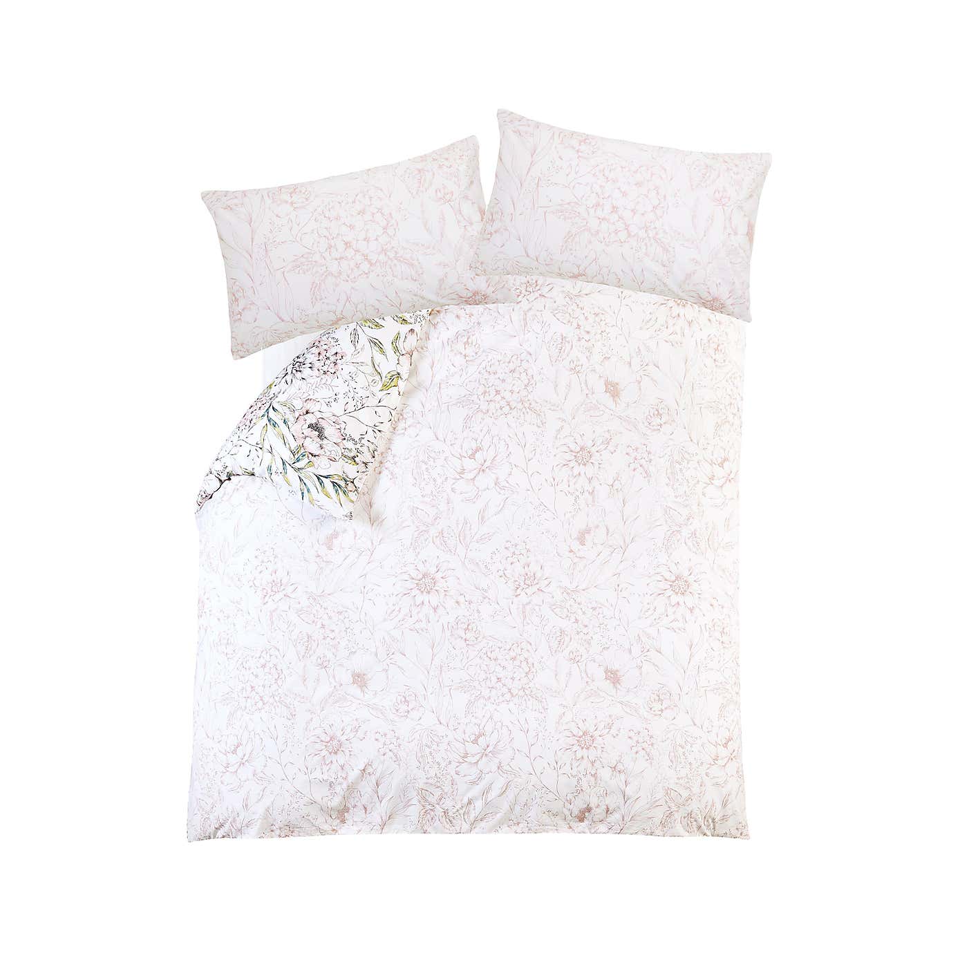 Holly Willoughby Floral Sketch 100% Cotton Duvet Cover and Pillowcase Set