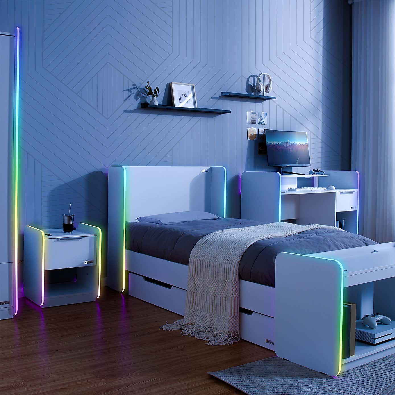 Electra Bedside Table with Wireless Charging and LED Lights