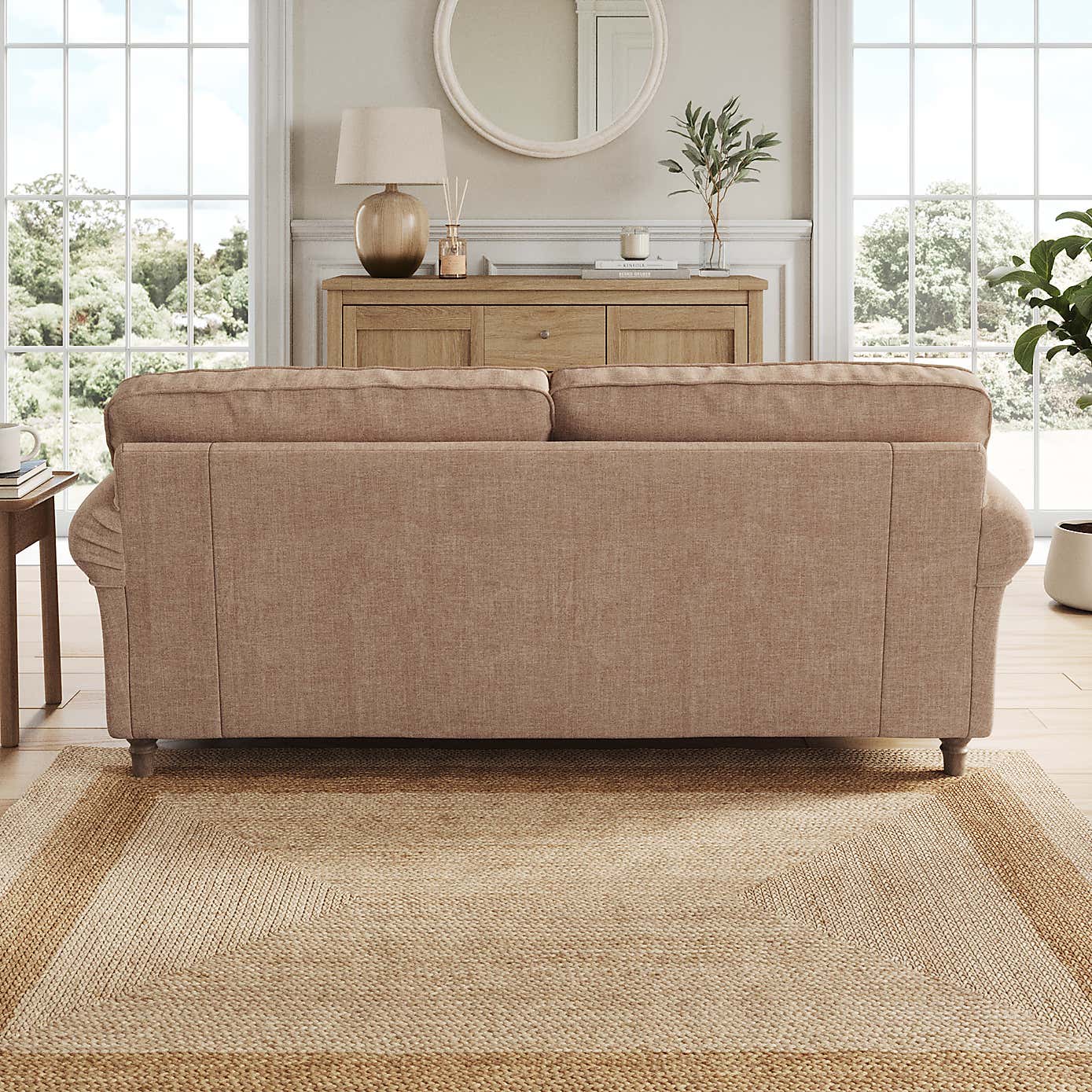 Flori 3 Seater Sofa, Tonal Plush Chenille