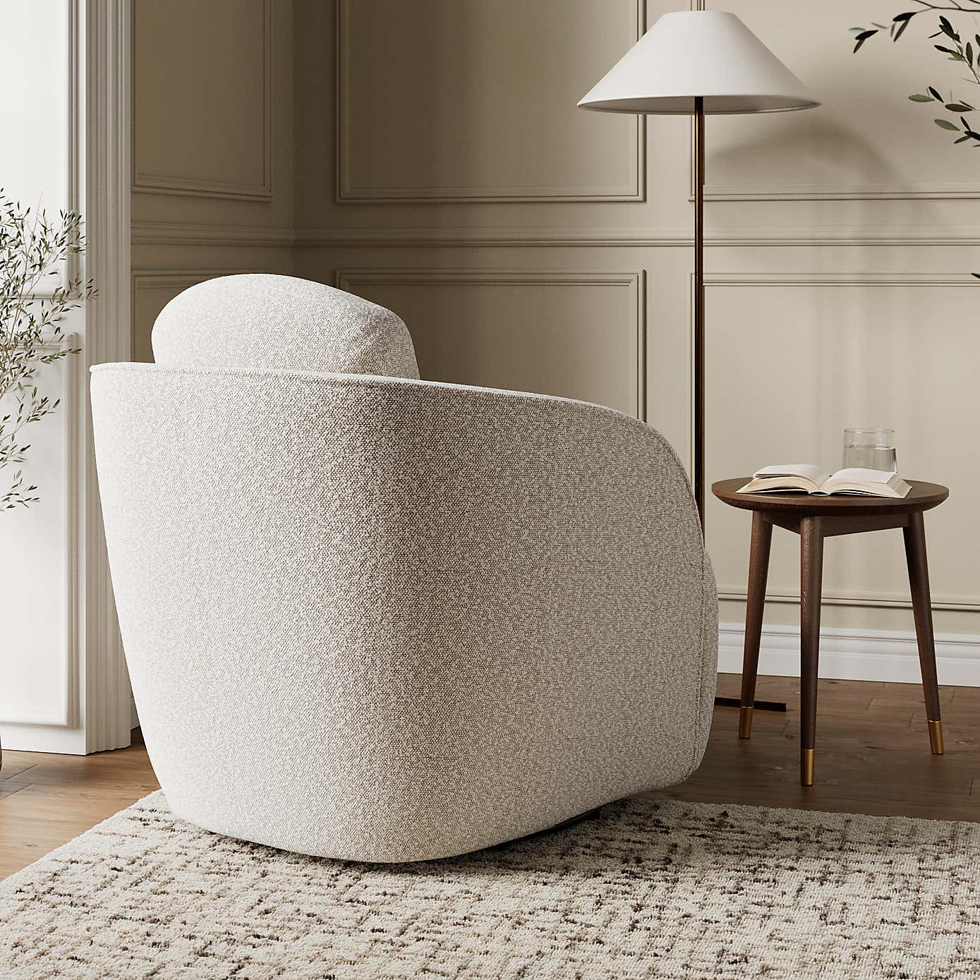 Wren Two Tone Boucle Swivel Chair