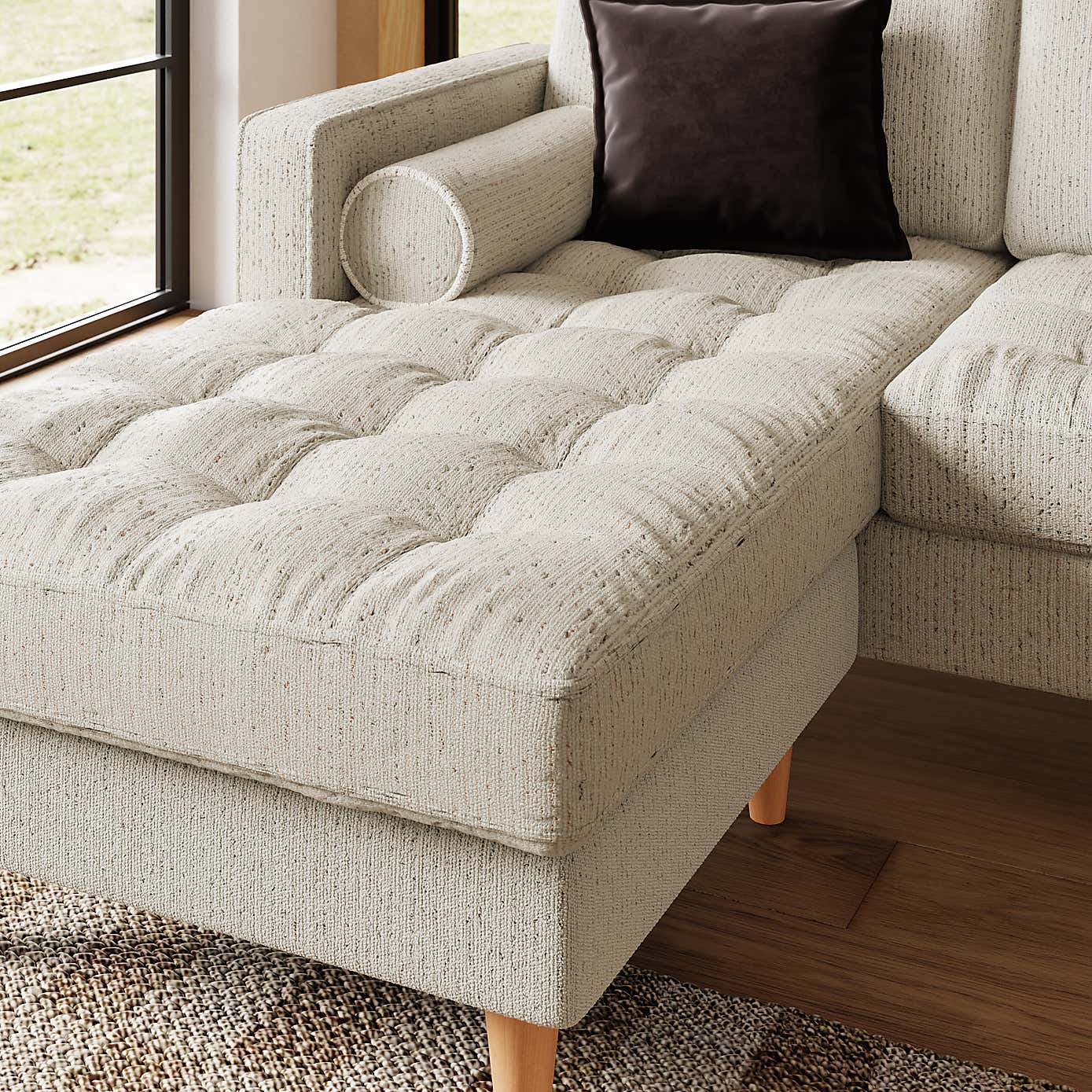 Zoe Boucle Fleck Corner Chaise Sofa