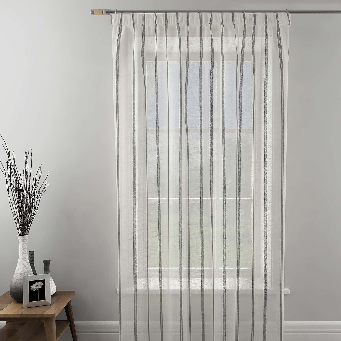 Boucle Stripe Tape Top Single Voile Panel