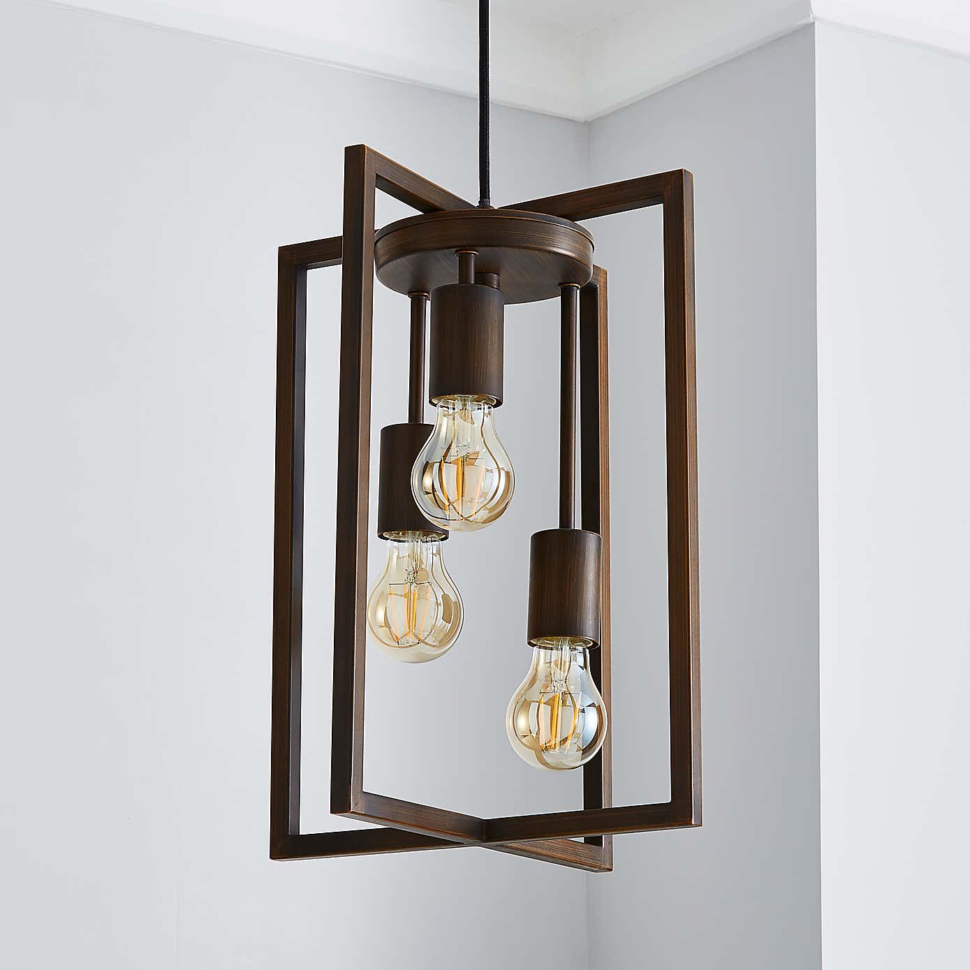 London 3 Light Bronze Industrial Pendant fitting