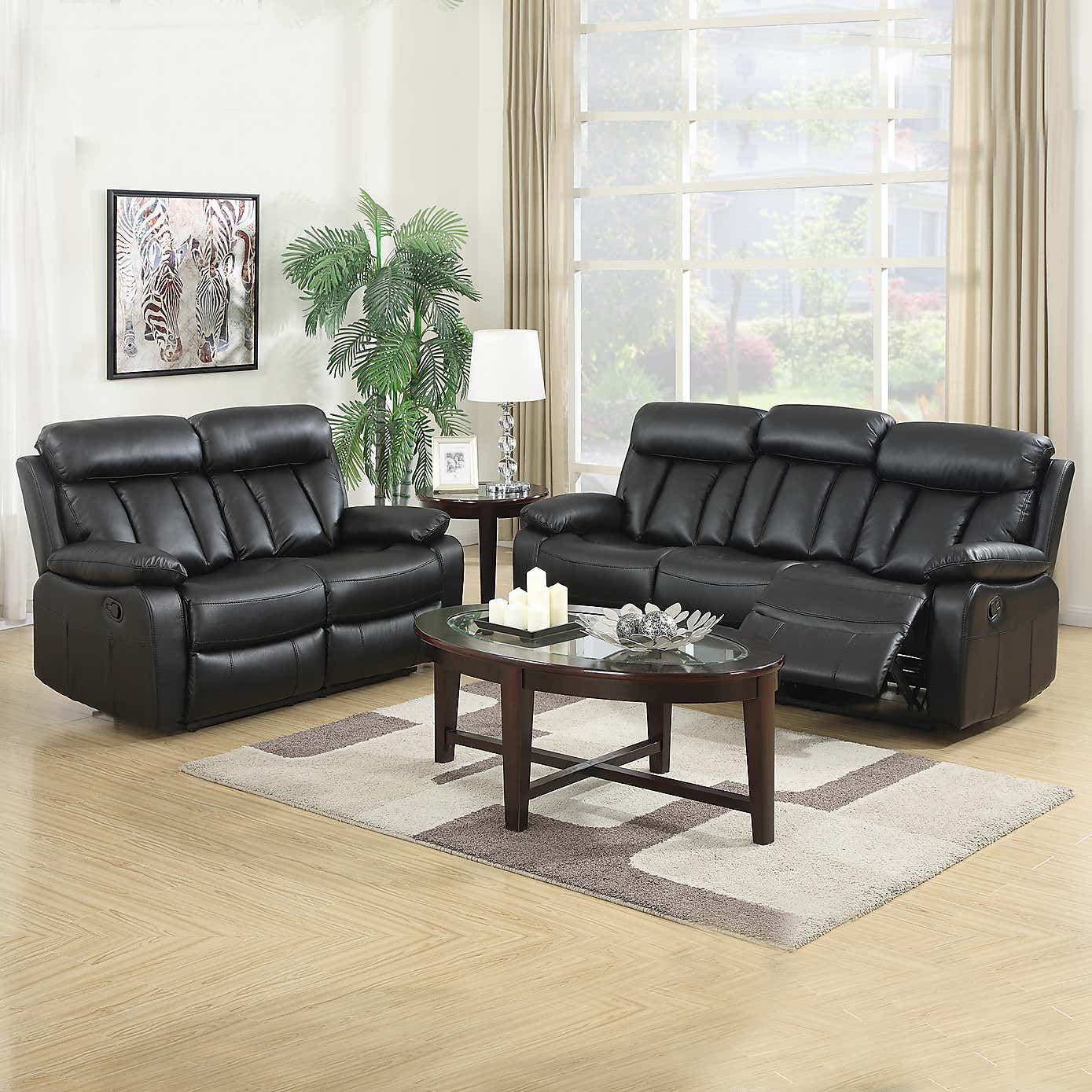 Merrion Faux Leather 3 Seater Manual Recliner Sofa