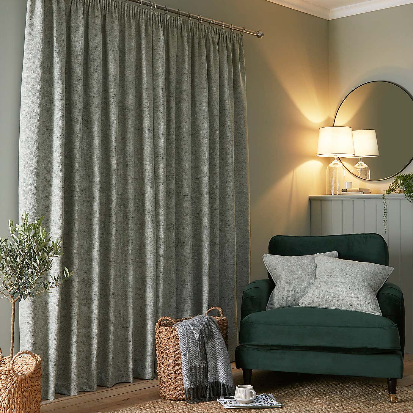 Churchgate Swithland Herringbone Pencil Pleat Curtains