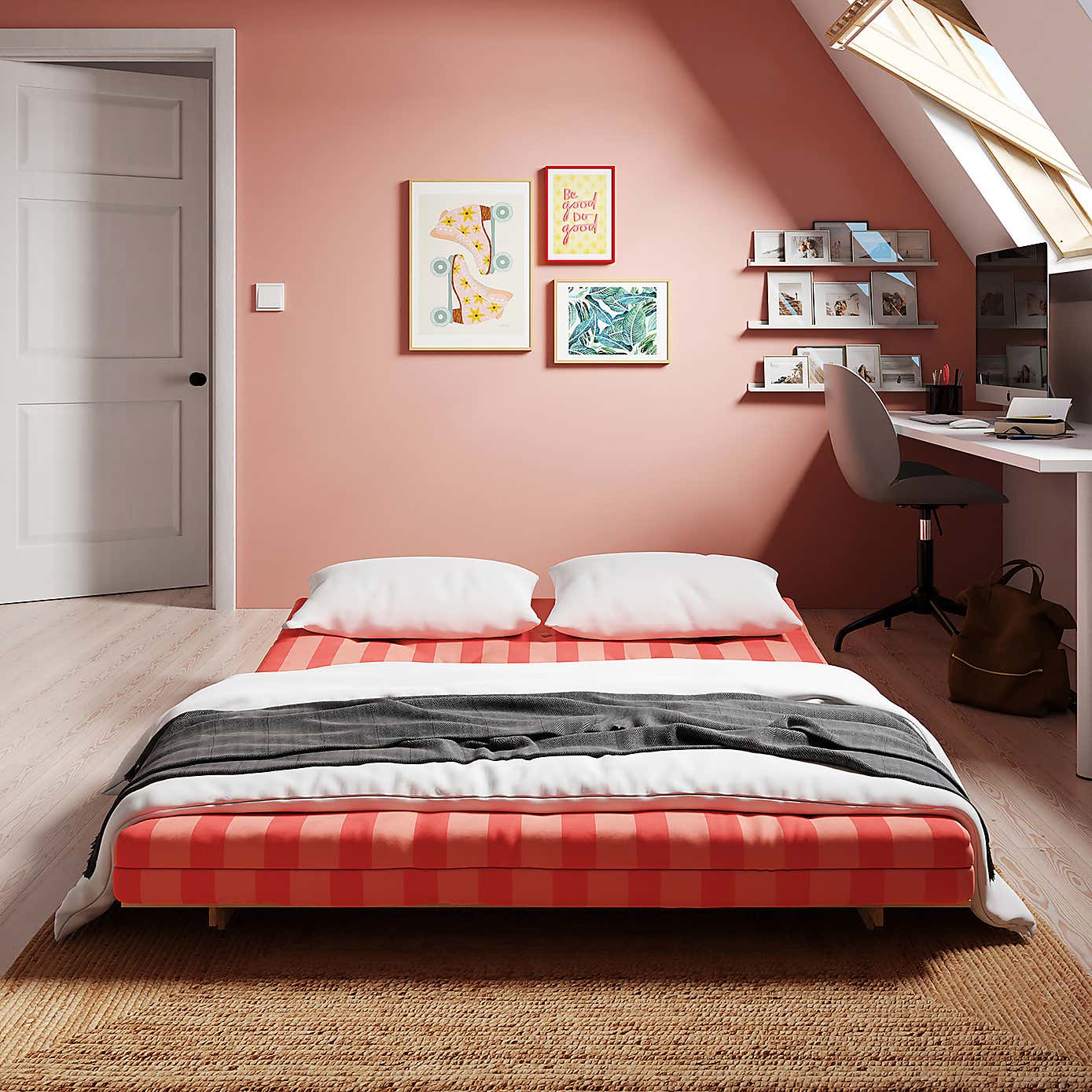 Mito Double Futon Stripe Pink