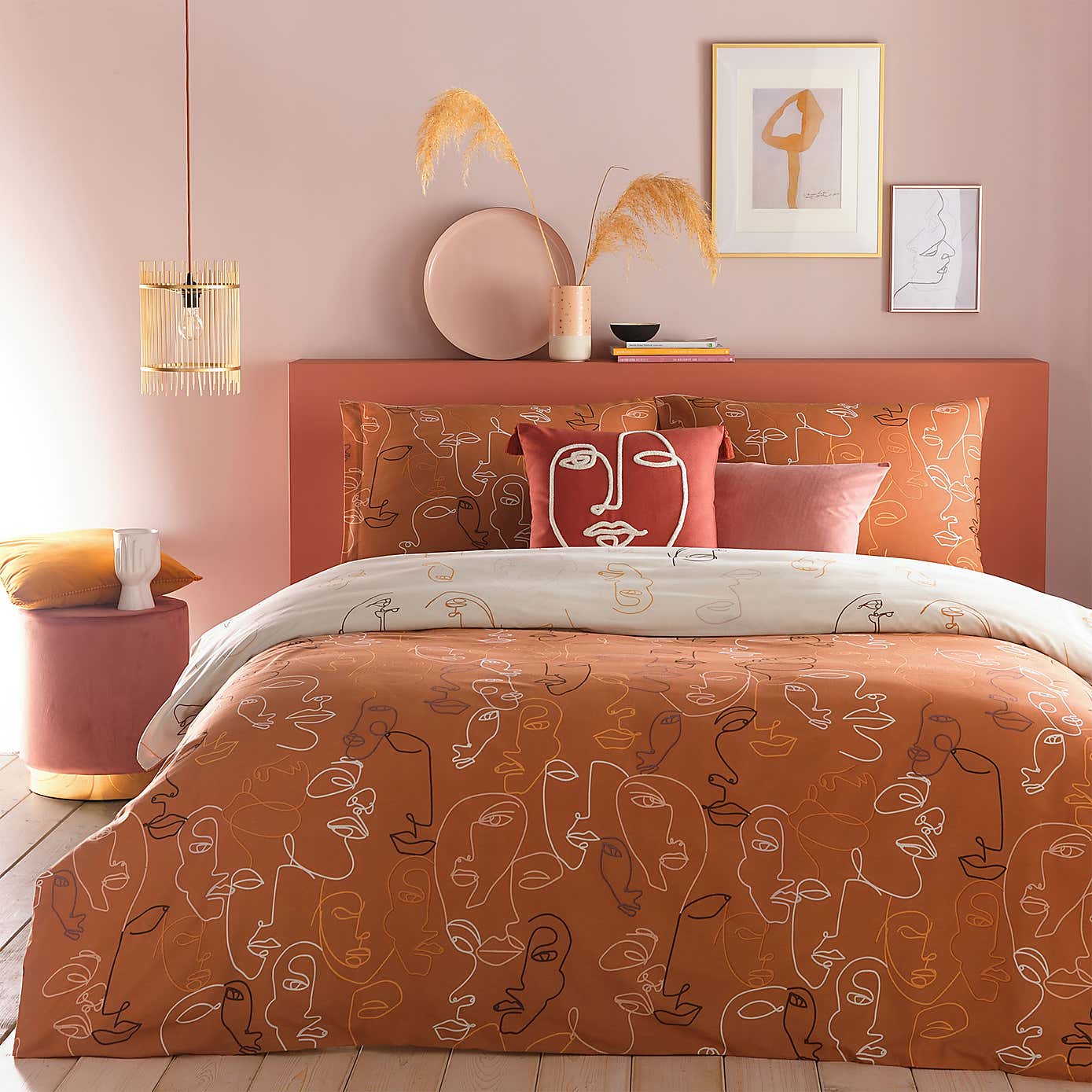 Kindred Apricot Reversible Duvet Cover and Pillowcase Set
