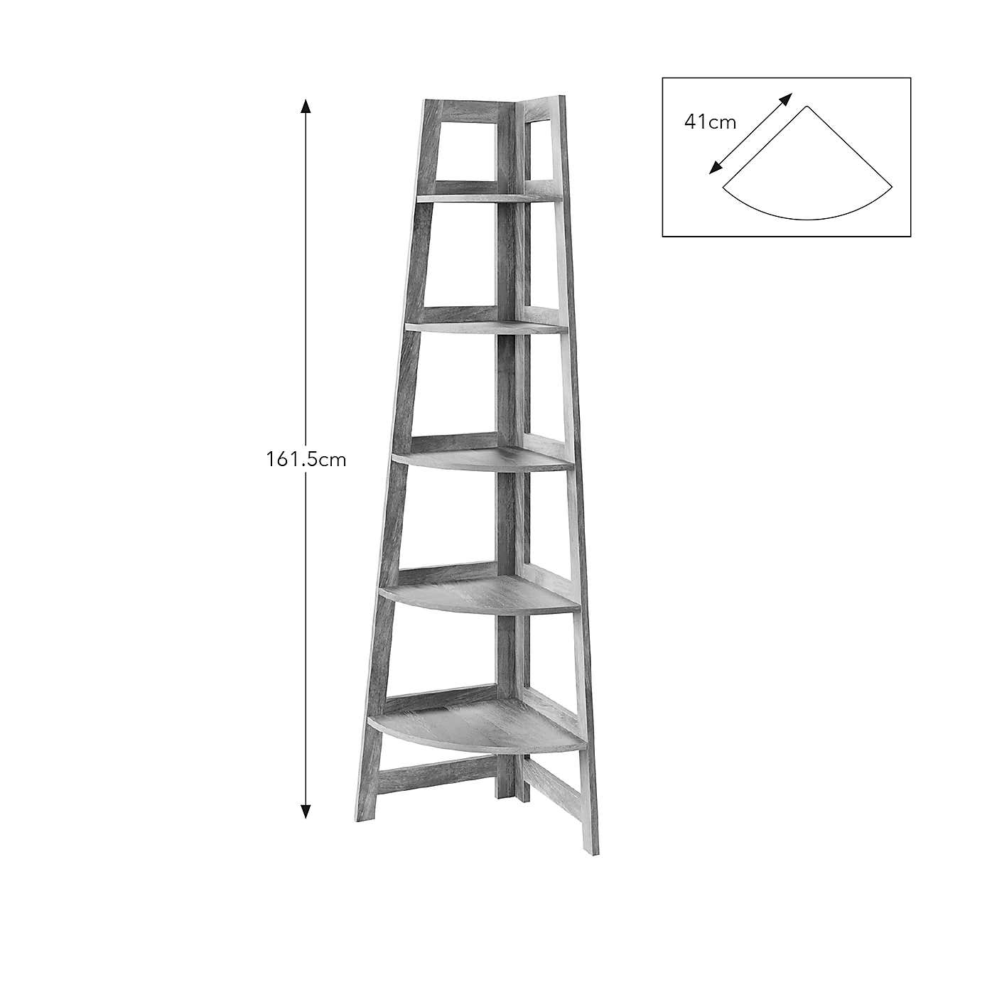 Humphrey Corner Ladder Shelf, Mango Wood Effect